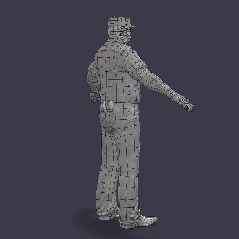 Man Boss Worker Worker Driver Driver Soldier Soldier Low-poly 3D model_60