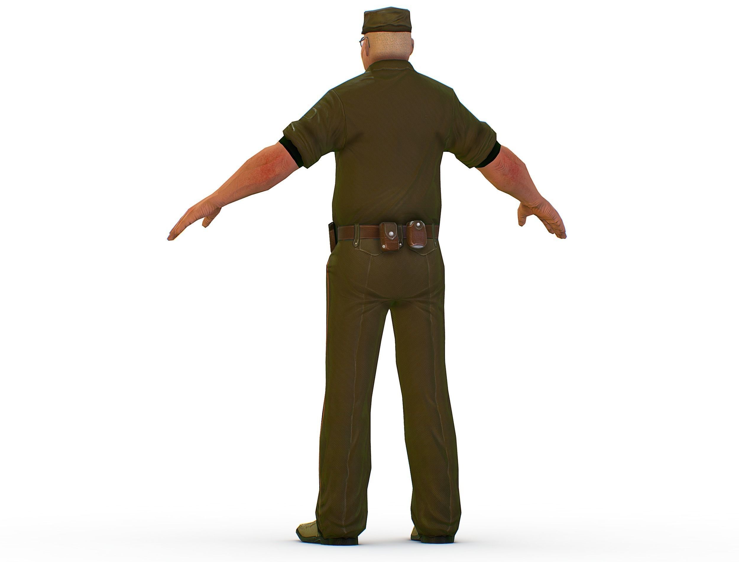 Man Boss Worker Worker Driver Driver Soldier Soldier Low-poly 3D model_15