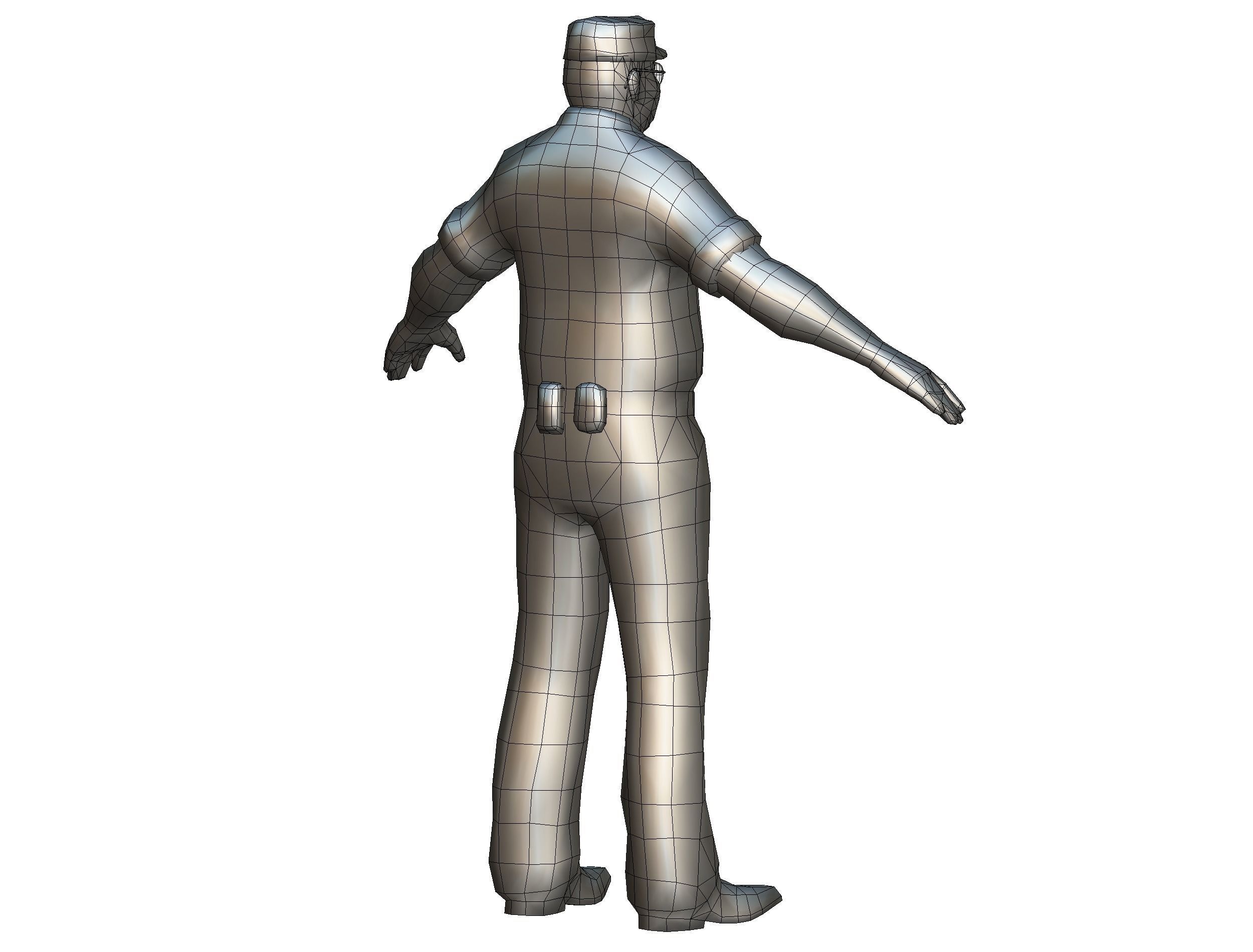 Man Boss Worker Worker Driver Driver Soldier Soldier Low-poly 3D model_45