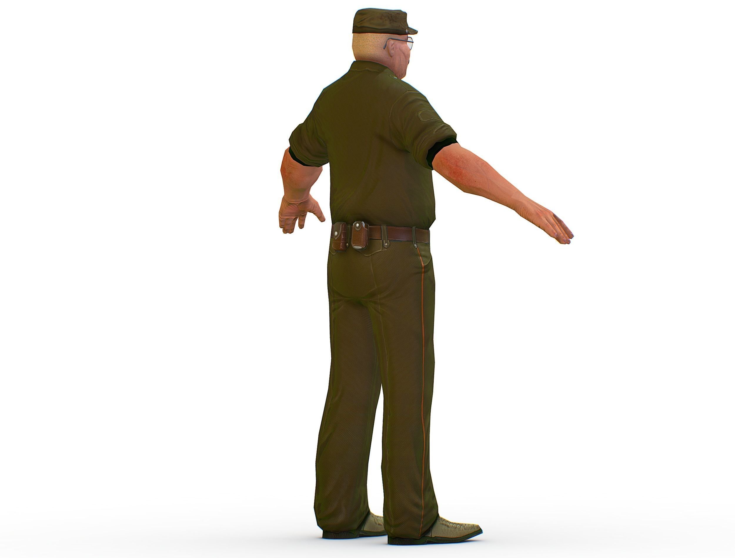 Man Boss Worker Worker Driver Driver Soldier Soldier Low-poly 3D model_10