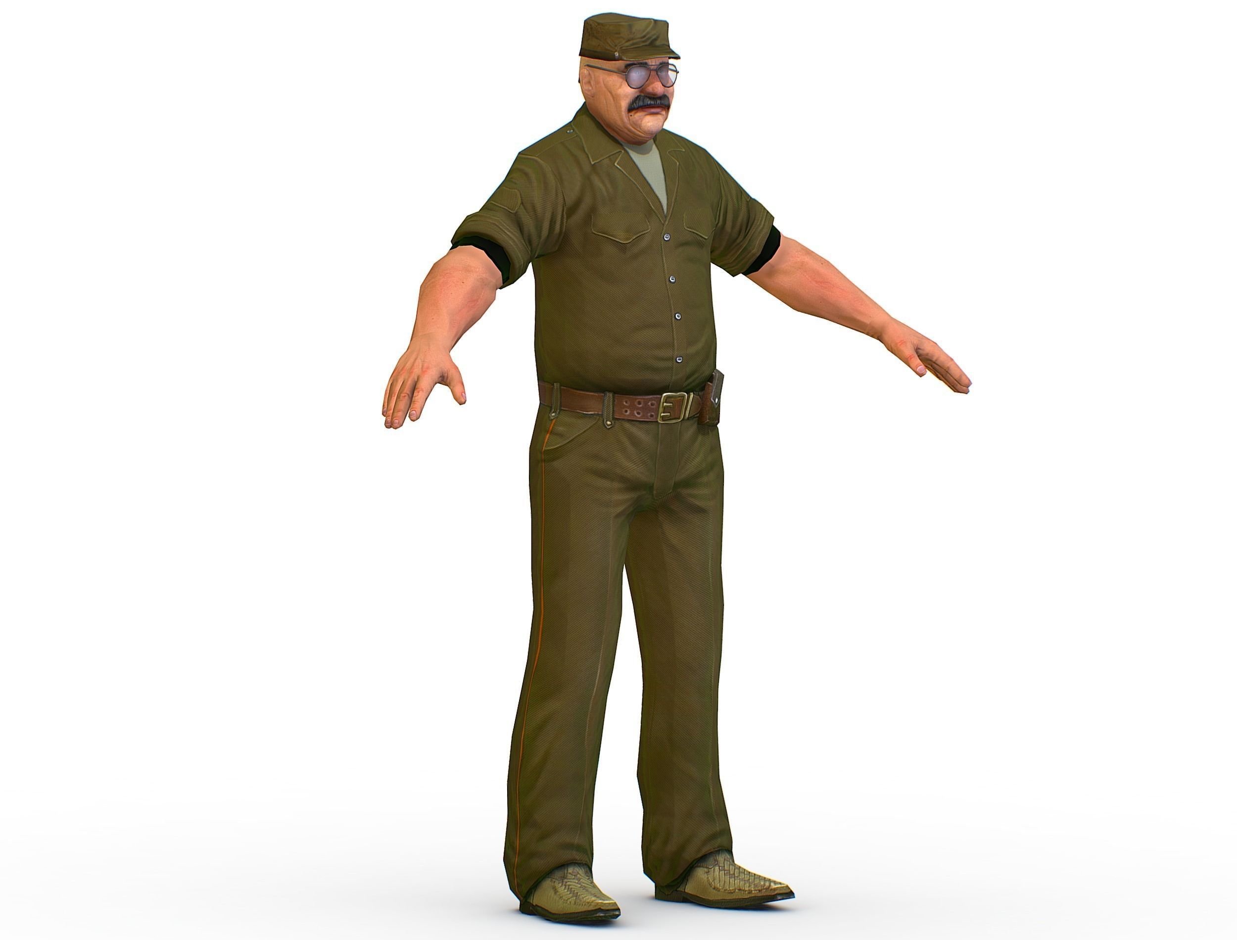 Man Boss Worker Worker Driver Driver Soldier Soldier Low-poly 3D model_2