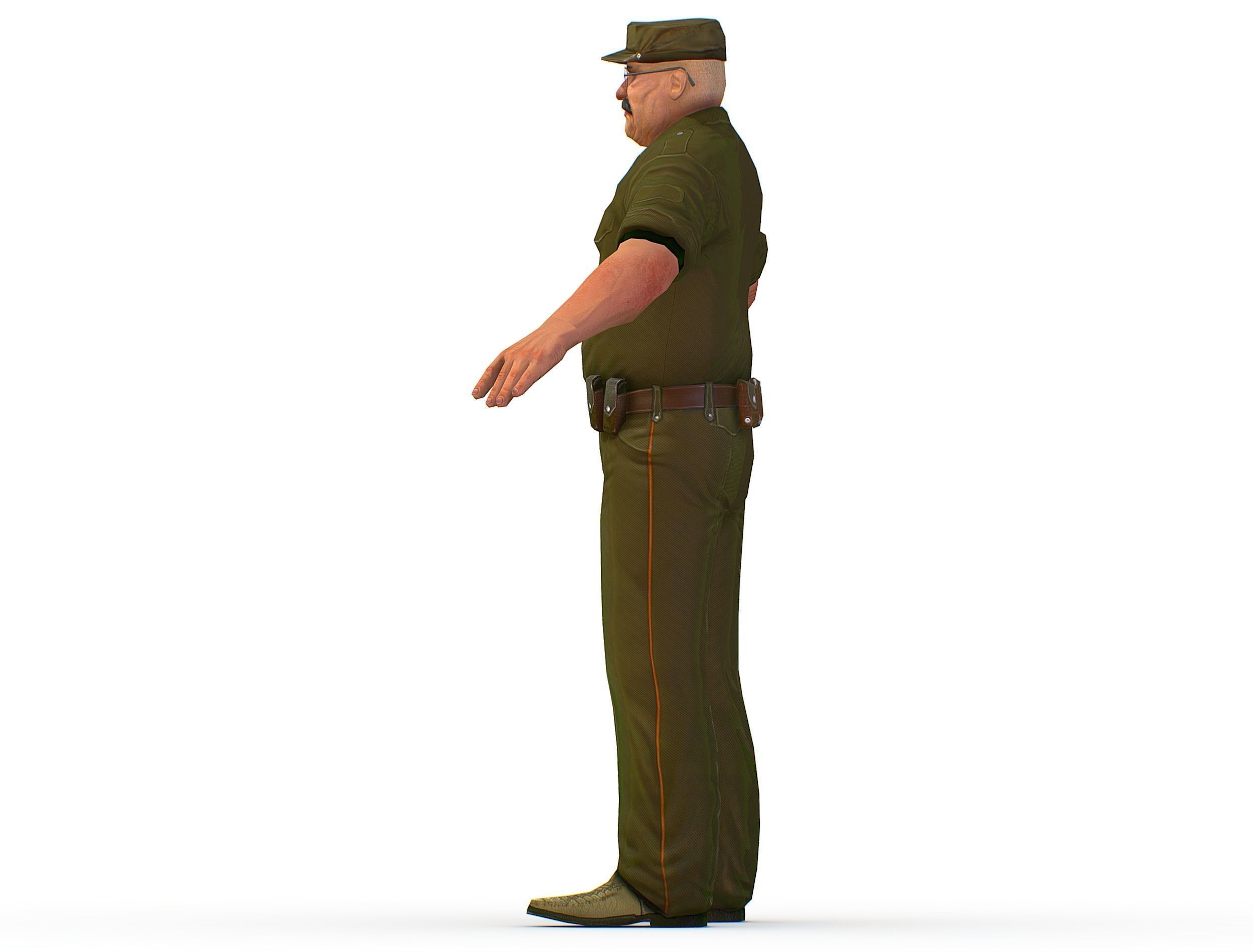 Man Boss Worker Worker Driver Driver Soldier Soldier Low-poly 3D model_19