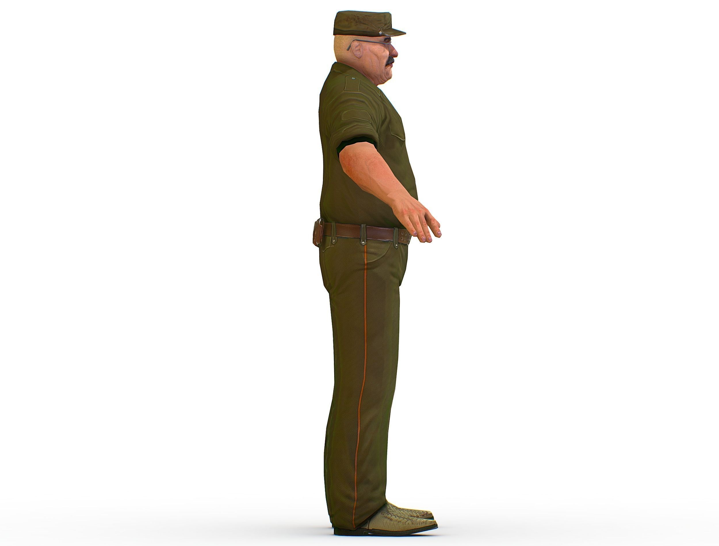 Man Boss Worker Worker Driver Driver Soldier Soldier Low-poly 3D model_7