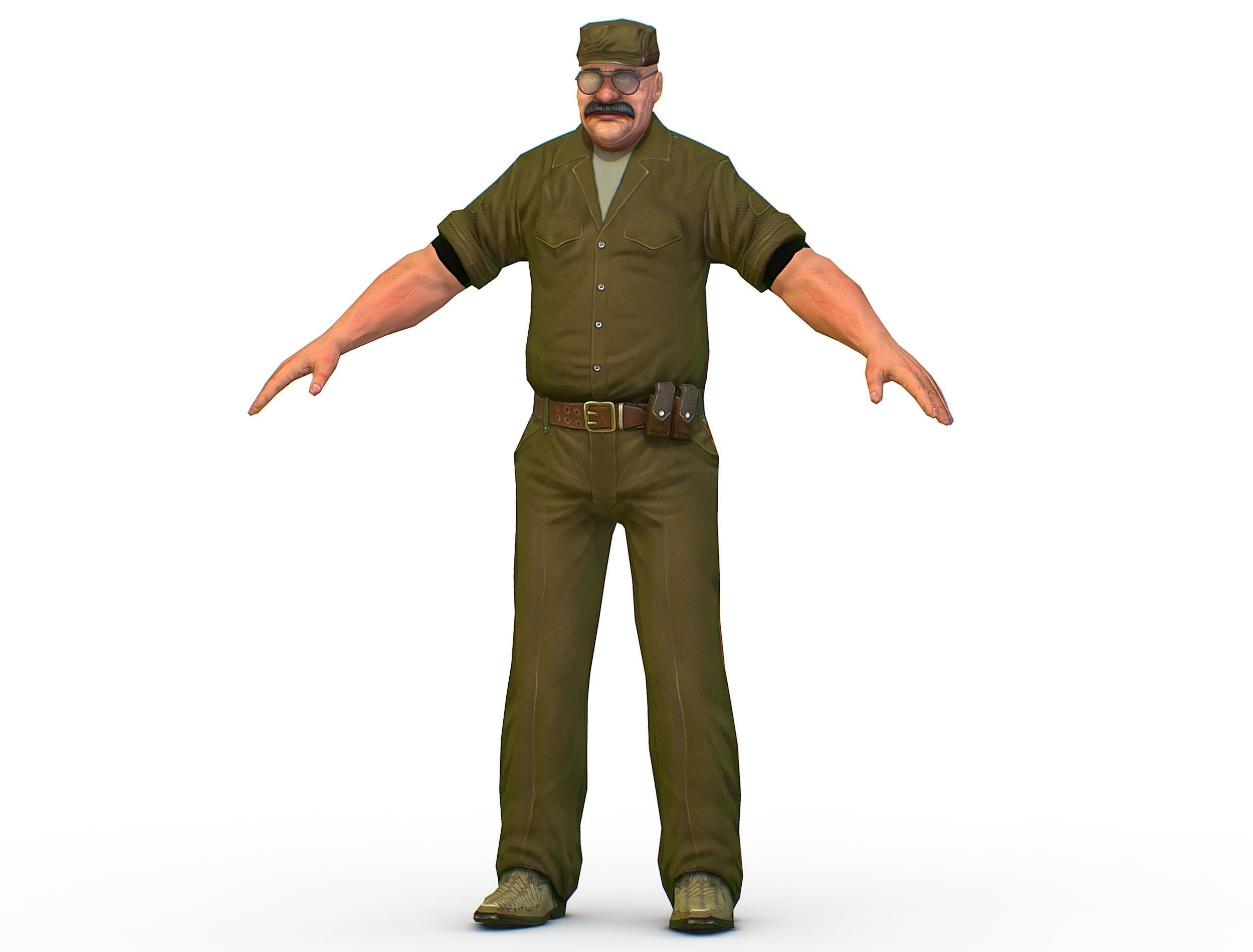 Man Boss Worker Worker Driver Driver Soldier Soldier Low-poly 3D model_26