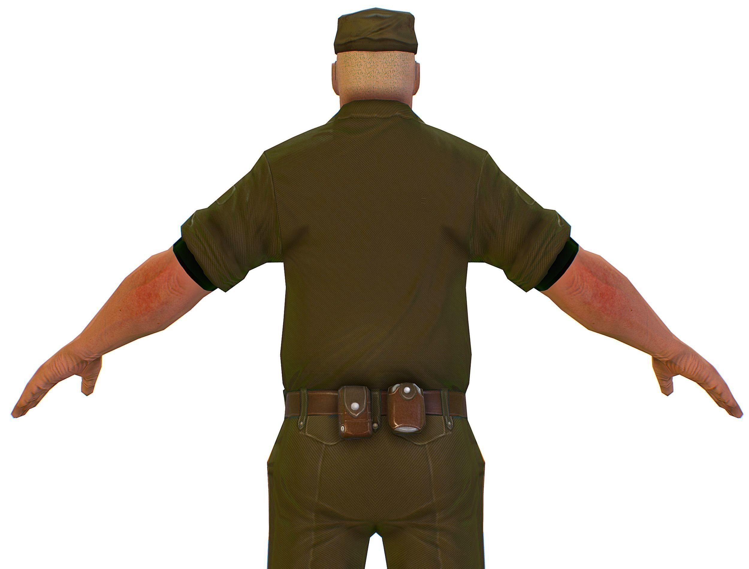 Man Boss Worker Worker Driver Driver Soldier Soldier Low-poly 3D model_30