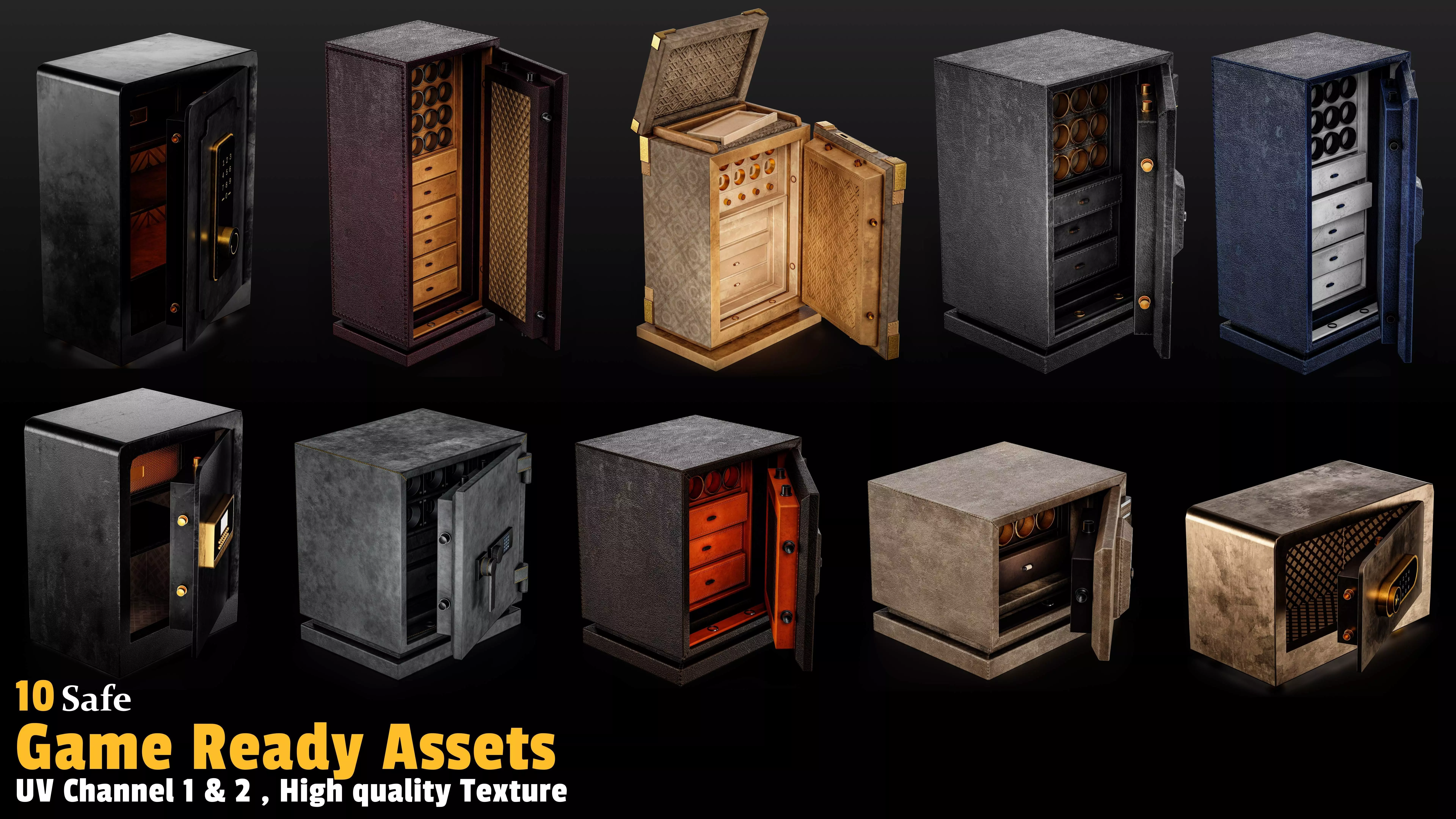 10 Safe Game Asset Low-poly 3D model_0