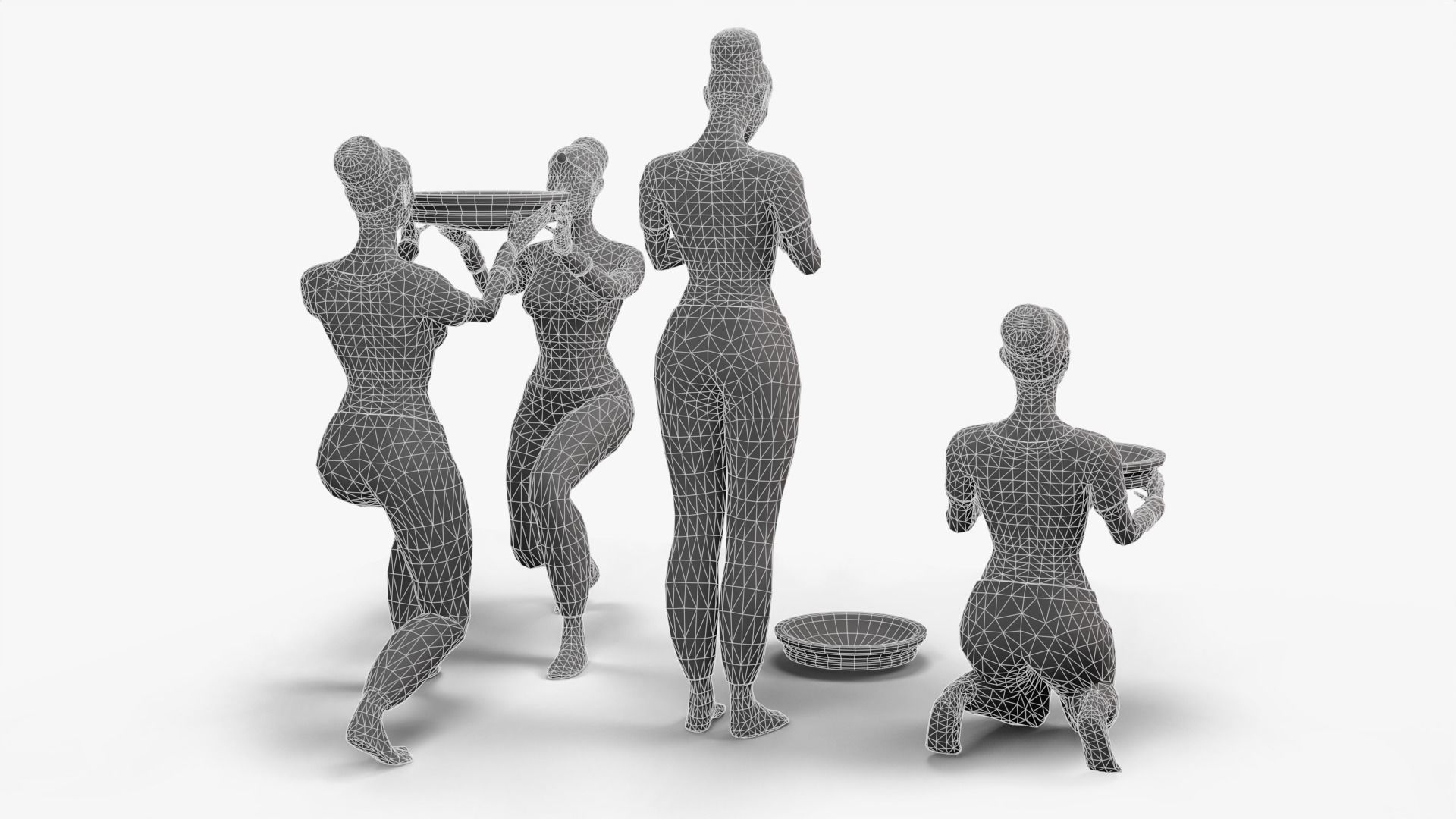 Female Statue with Bowl Low-poly 3D model_25