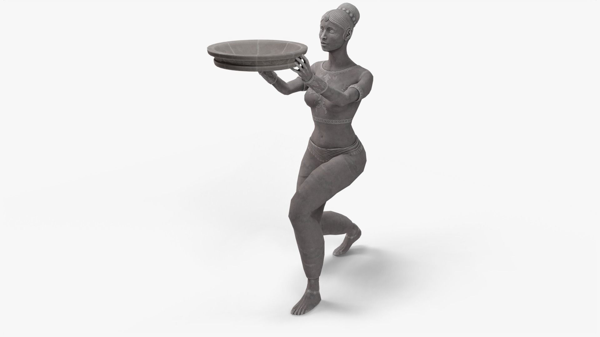 Female Statue with Bowl Low-poly 3D model_7