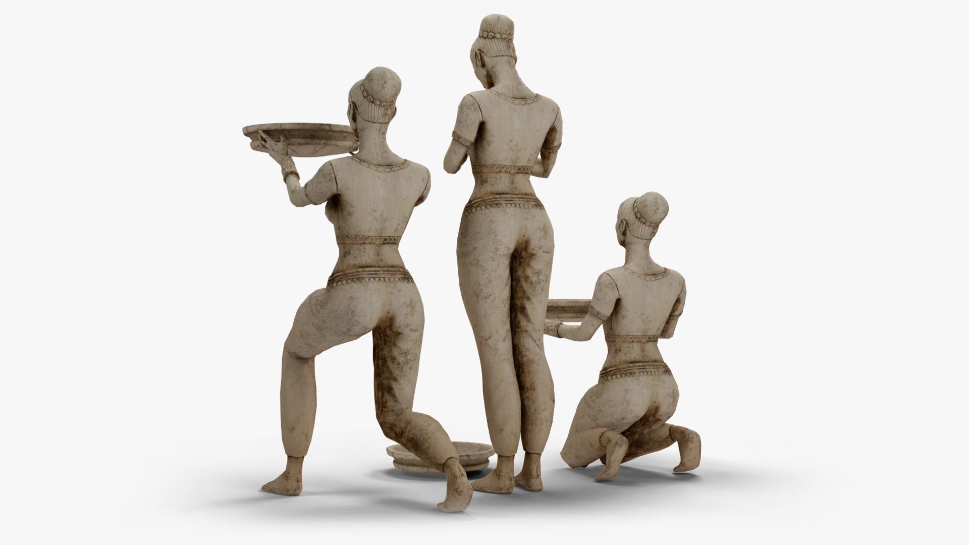 Female Statue with Bowl Low-poly 3D model_18