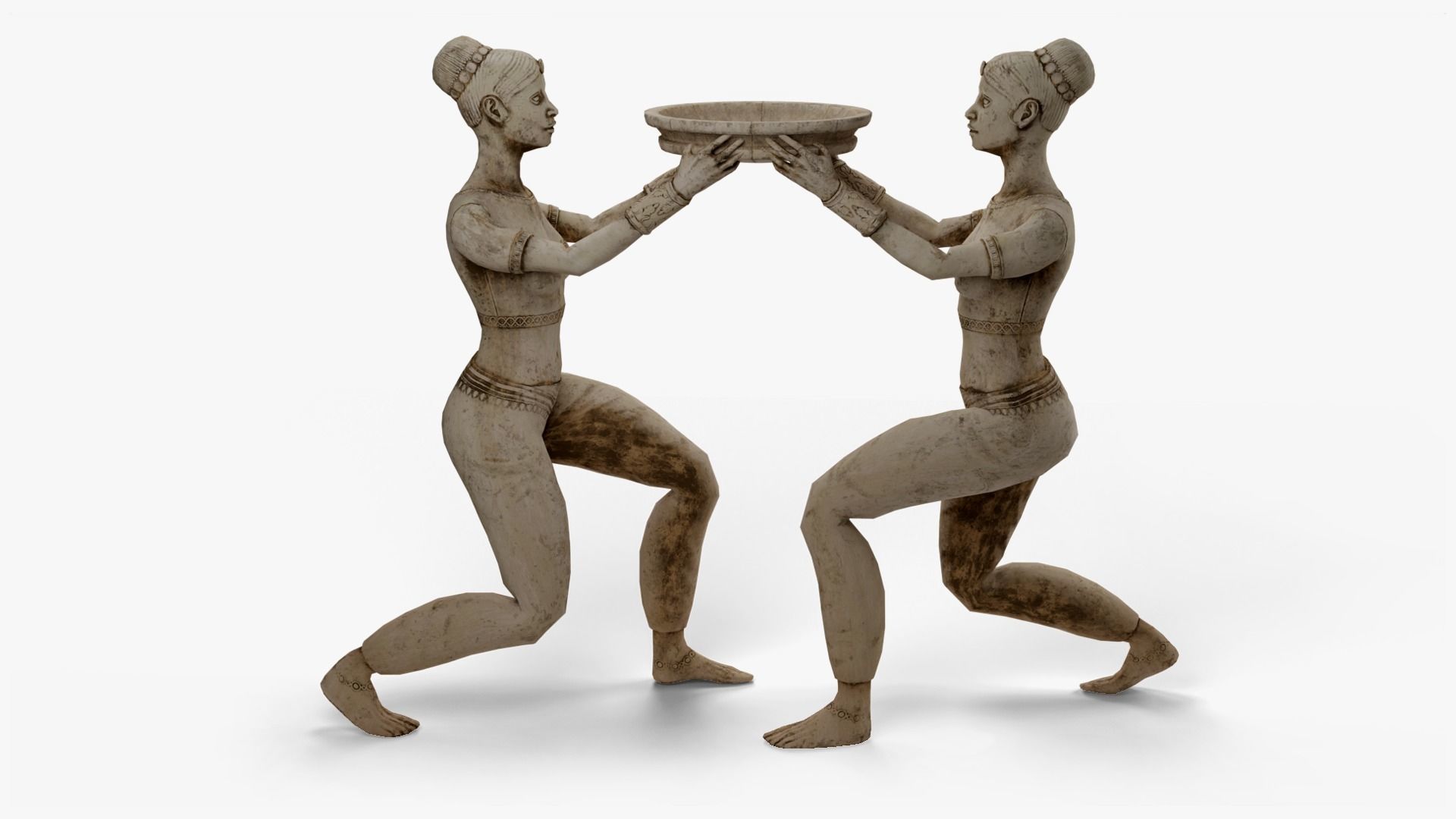 Female Statue with Bowl Low-poly 3D model_21