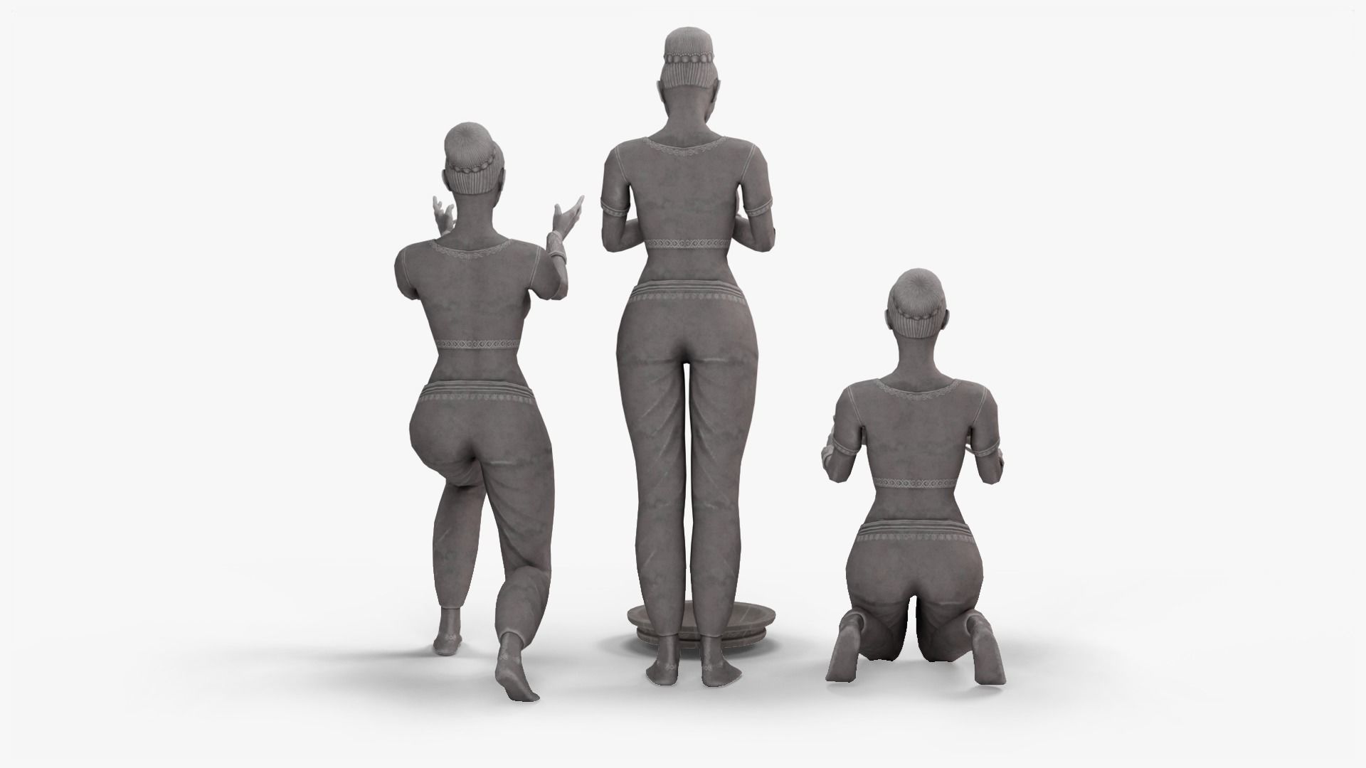 Female Statue with Bowl Low-poly 3D model_4