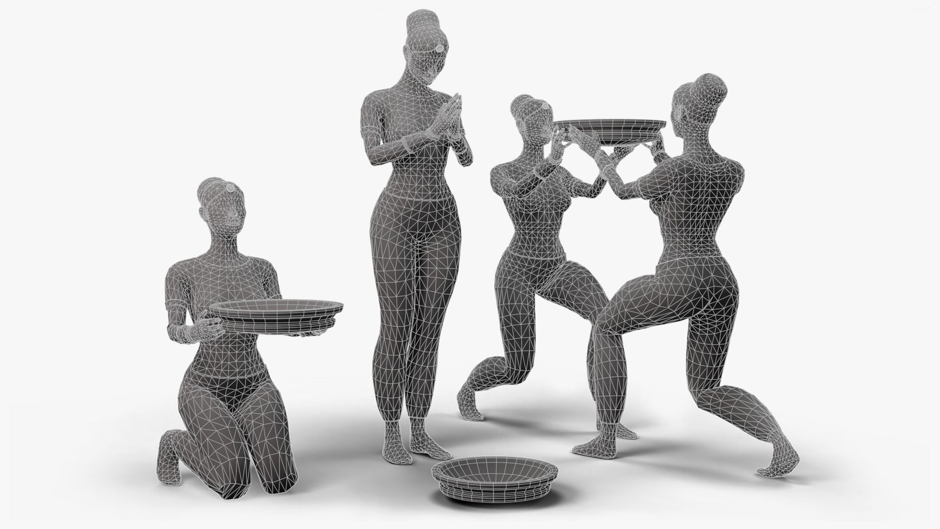 Female Statue with Bowl Low-poly 3D model_23