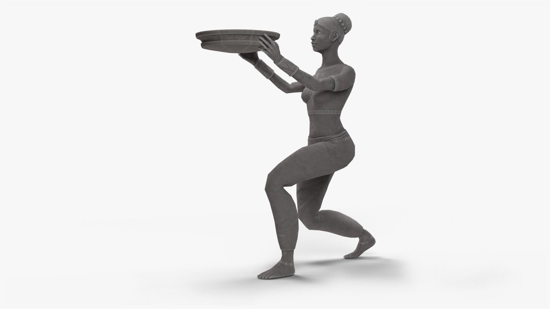 Female Statue with Bowl Low-poly 3D model_6