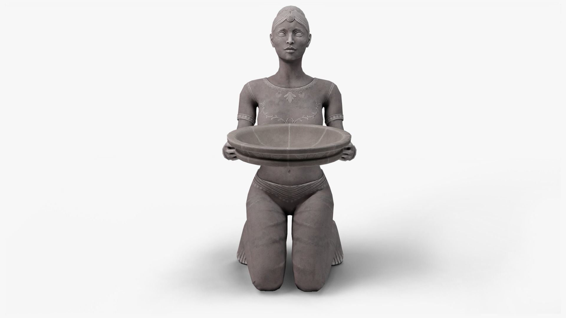 Female Statue with Bowl Low-poly 3D model_10