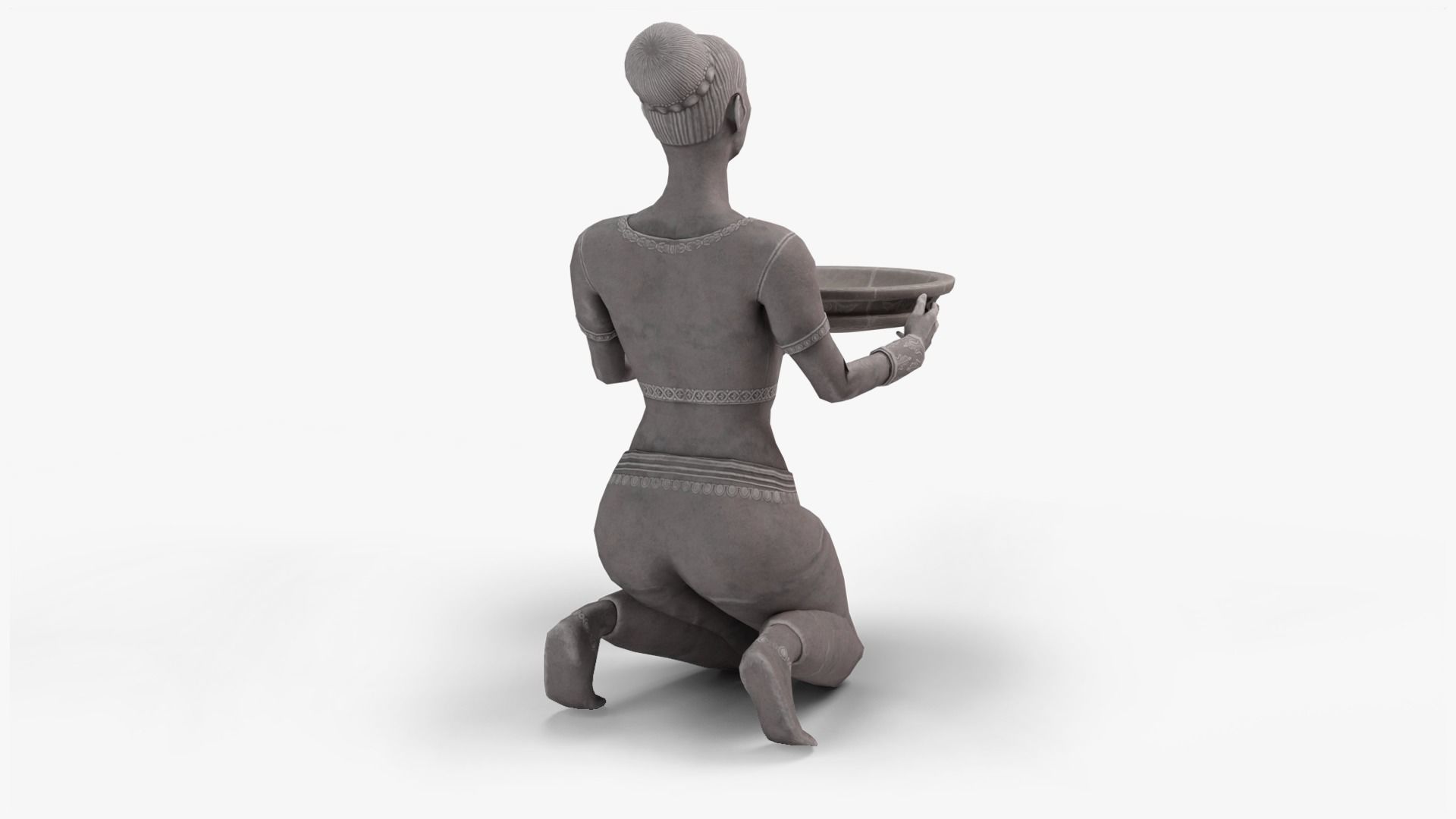 Female Statue with Bowl Low-poly 3D model_11