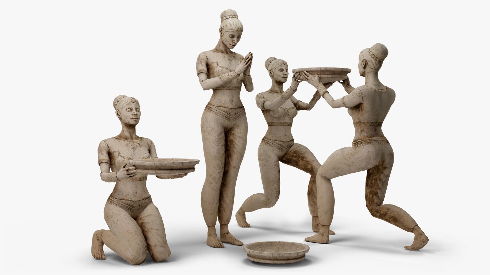 Female Statue with Bowl Low-poly 3D model_20