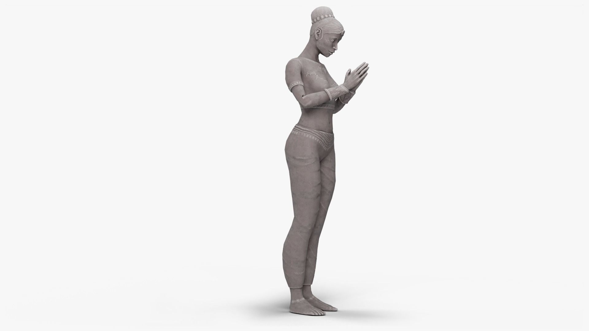 Female Statue with Bowl Low-poly 3D model_13