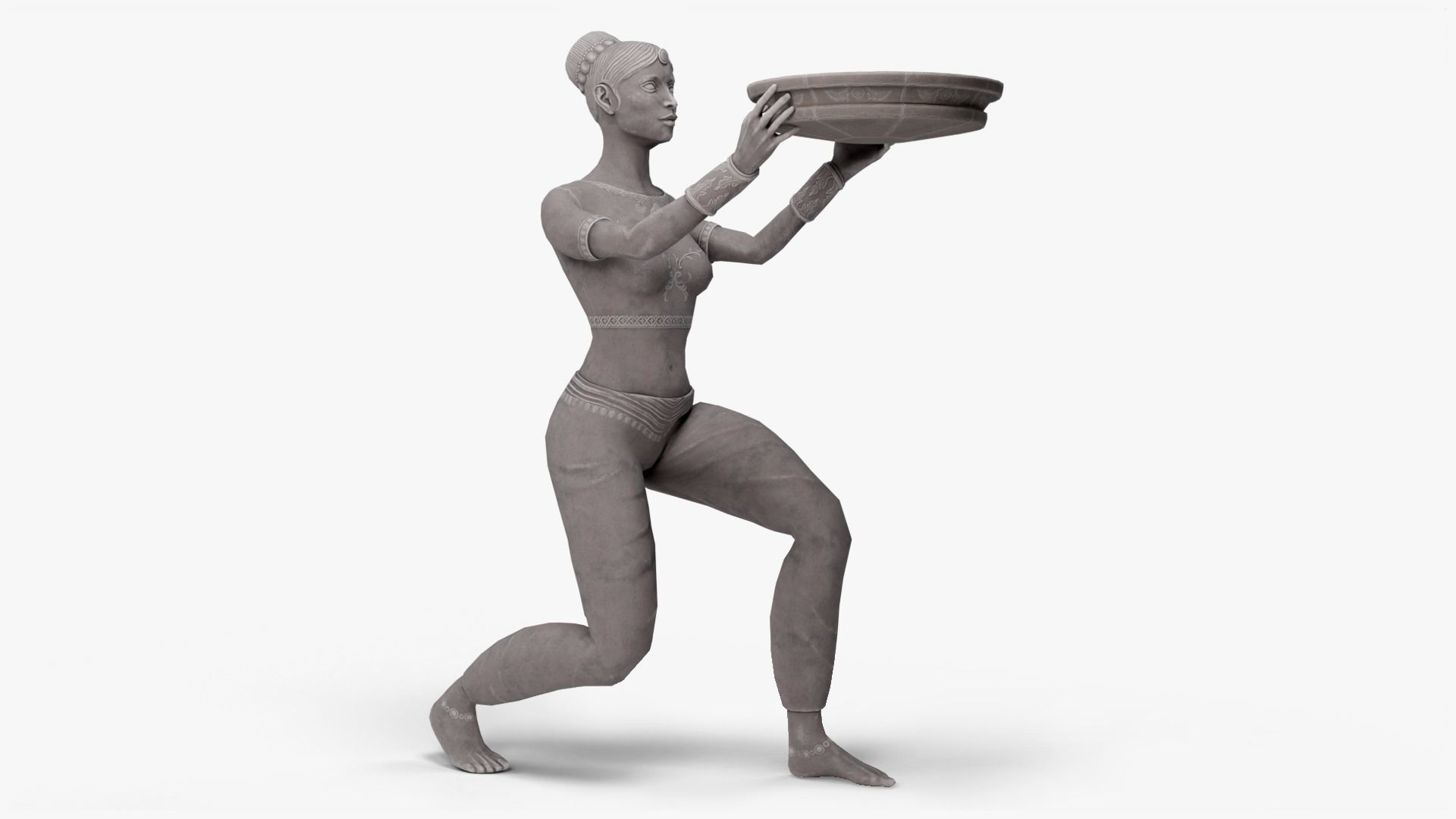 Female Statue with Bowl Low-poly 3D model_5