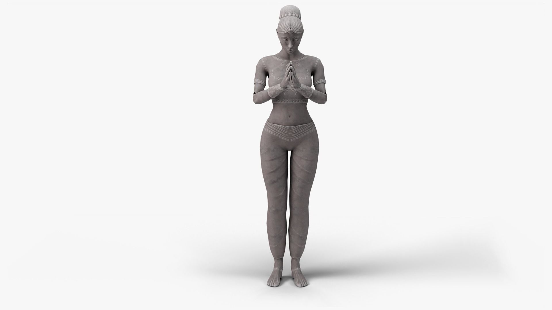 Female Statue with Bowl Low-poly 3D model_12