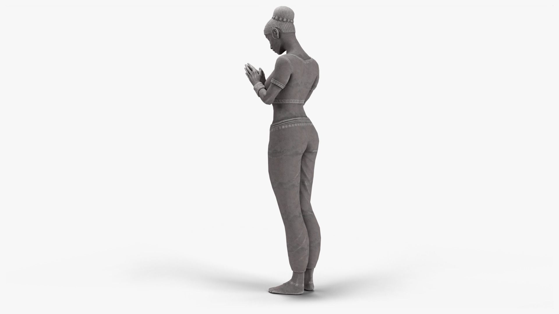 Female Statue with Bowl Low-poly 3D model_14