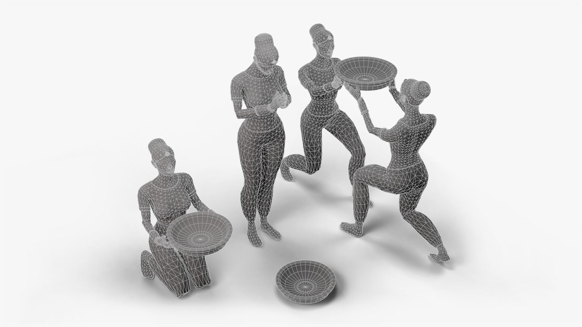 Female Statue with Bowl Low-poly 3D model_24