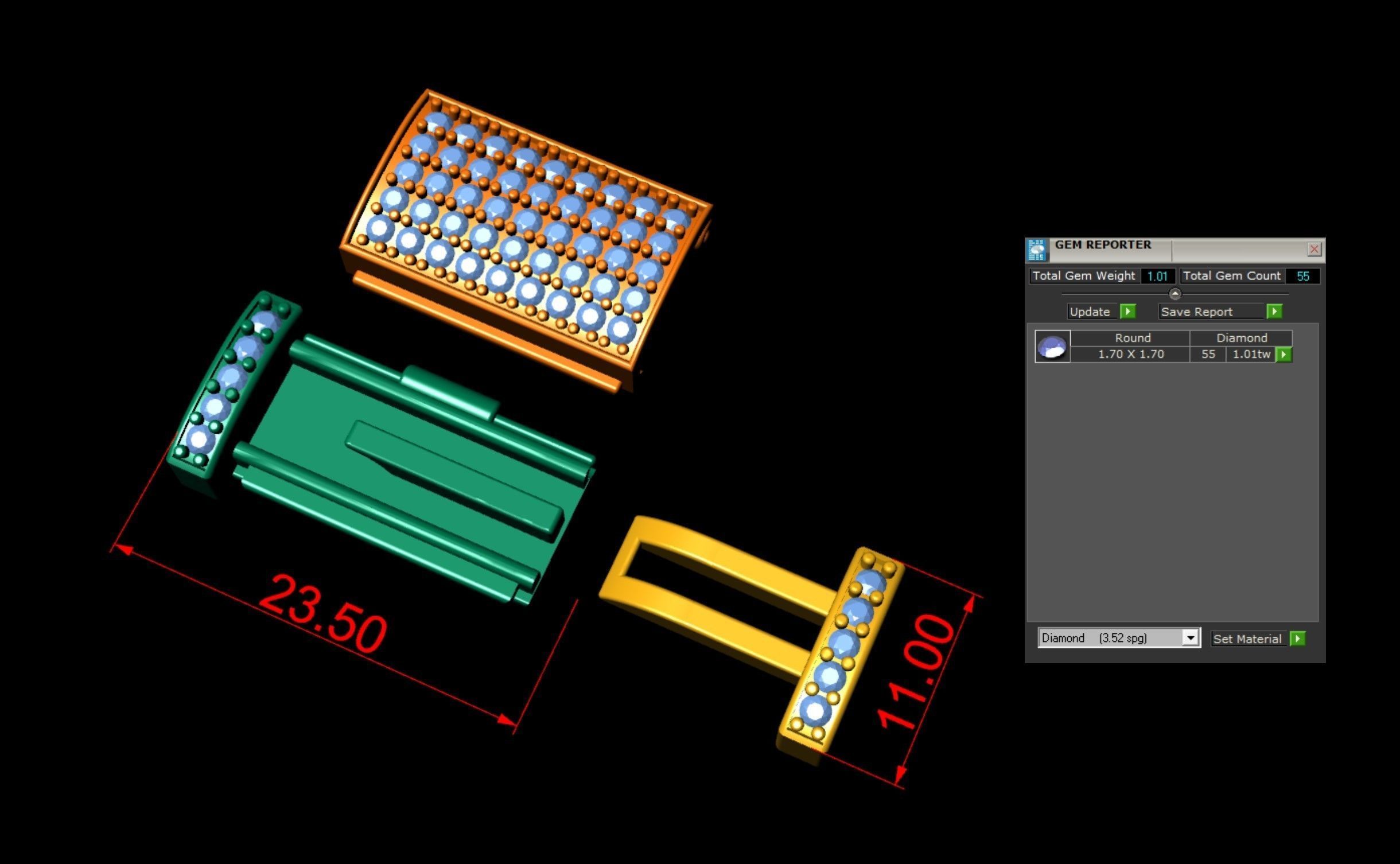 11MM Diamond Bracelet Lock Box Type 2  3D print model_5