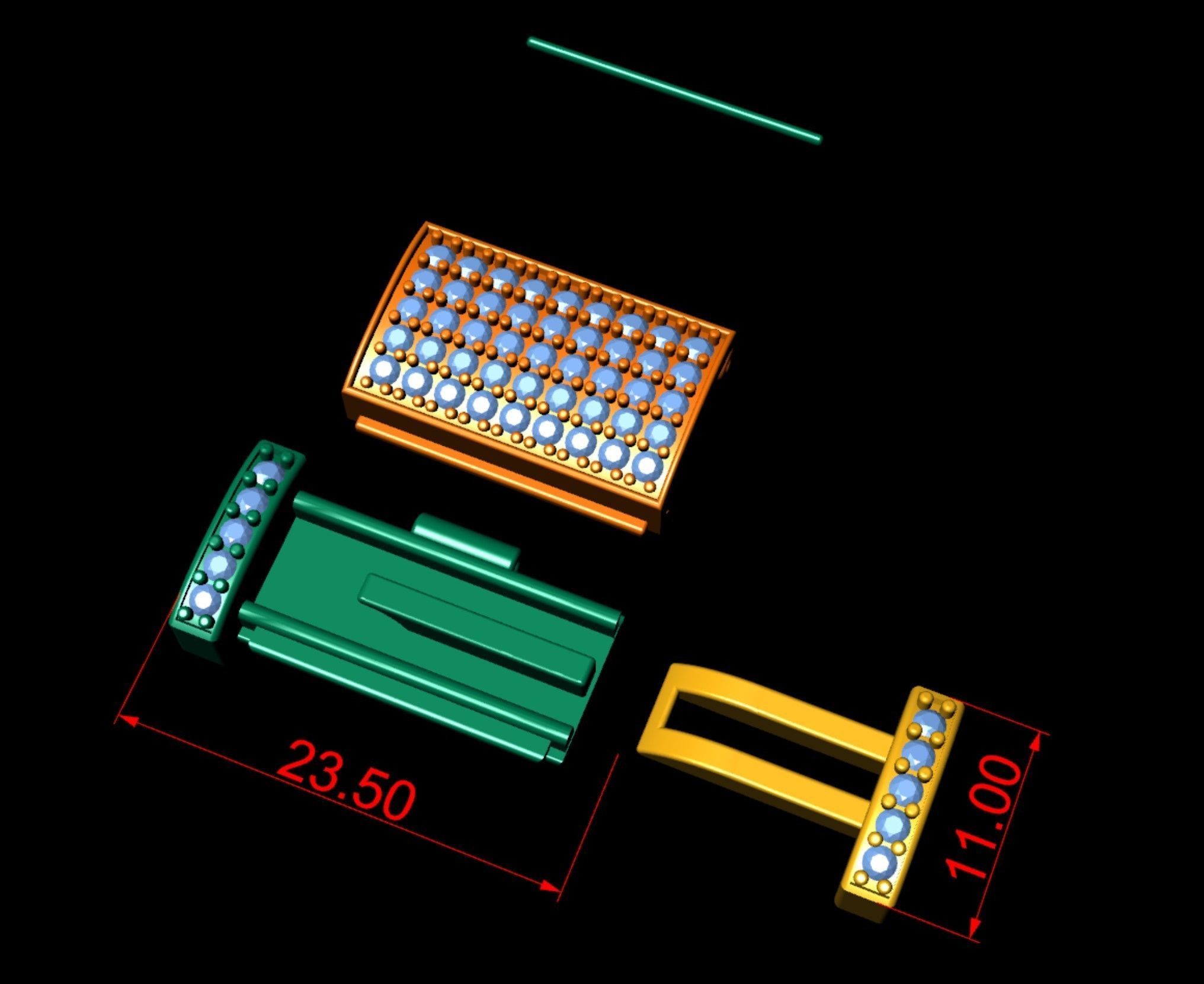 11MM Diamond Bracelet Lock Box Type 2  3D print model_8