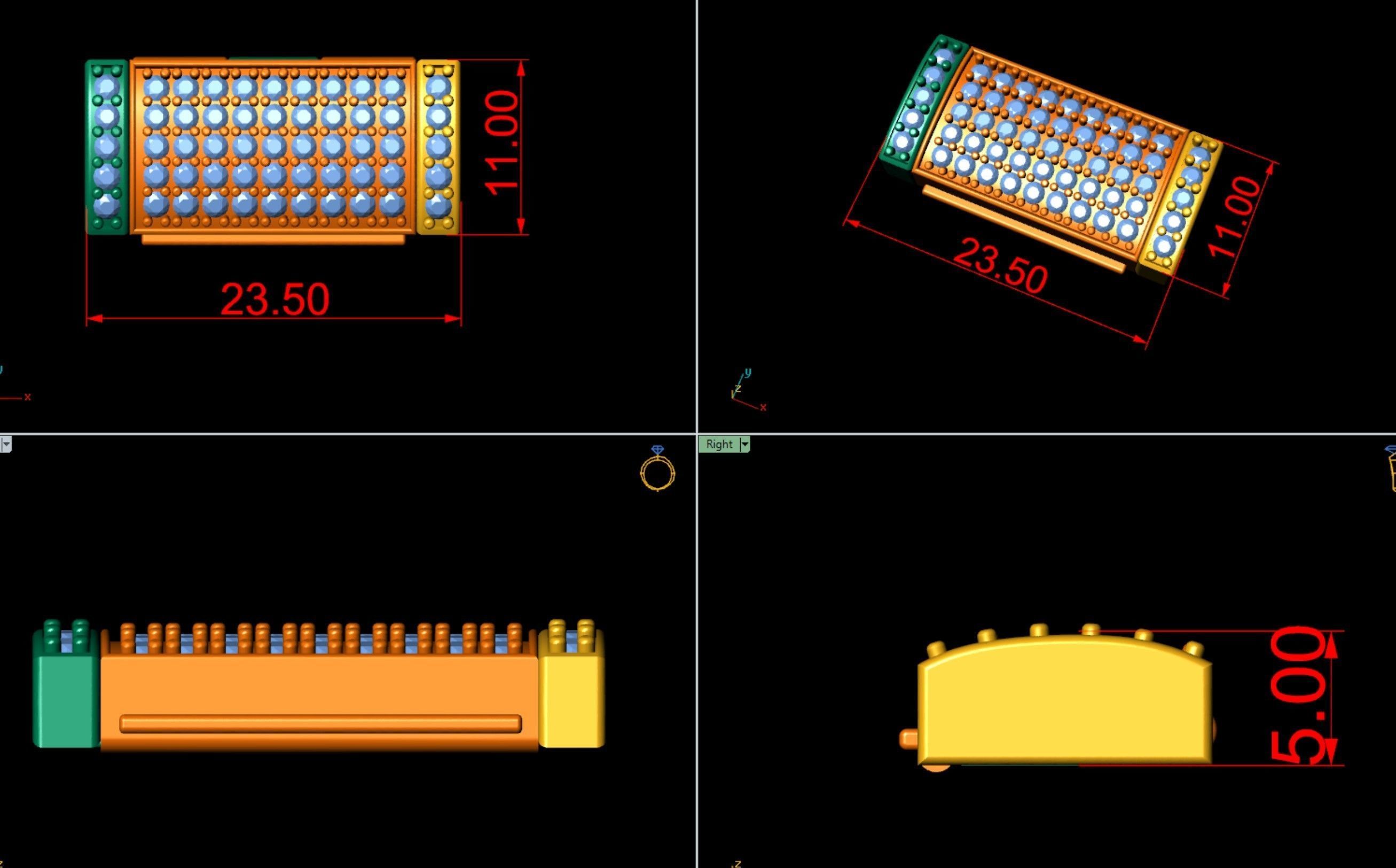 11MM Diamond Bracelet Lock Box Type 2  3D print model_7