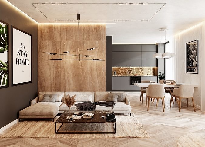 Modern Living Room In Native Blend File By VIZFROMBLENDER Low-poly 3D model