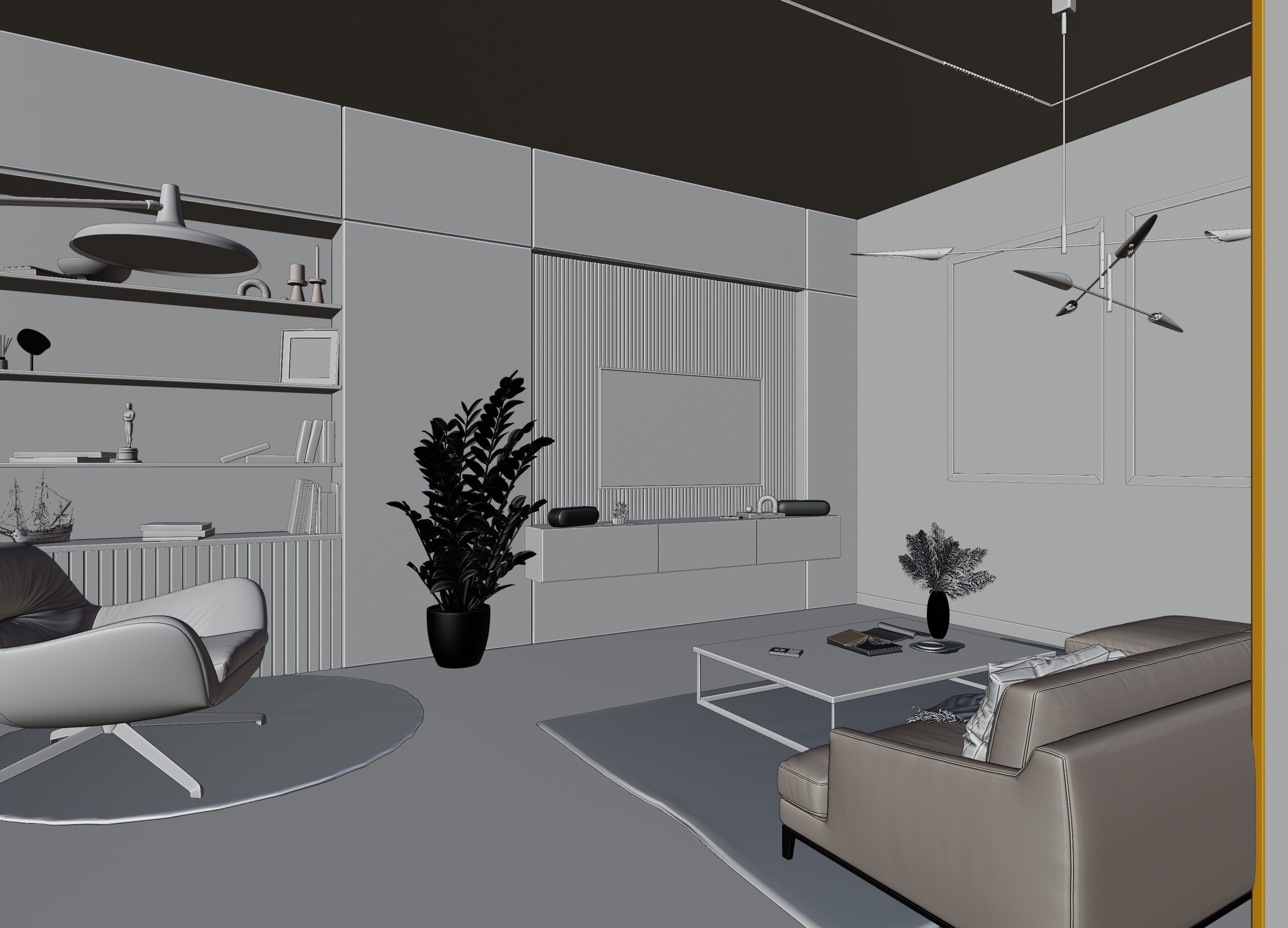 Modern Living Room In Native Blend File By VIZFROMBLENDER Low-poly 3D model_10
