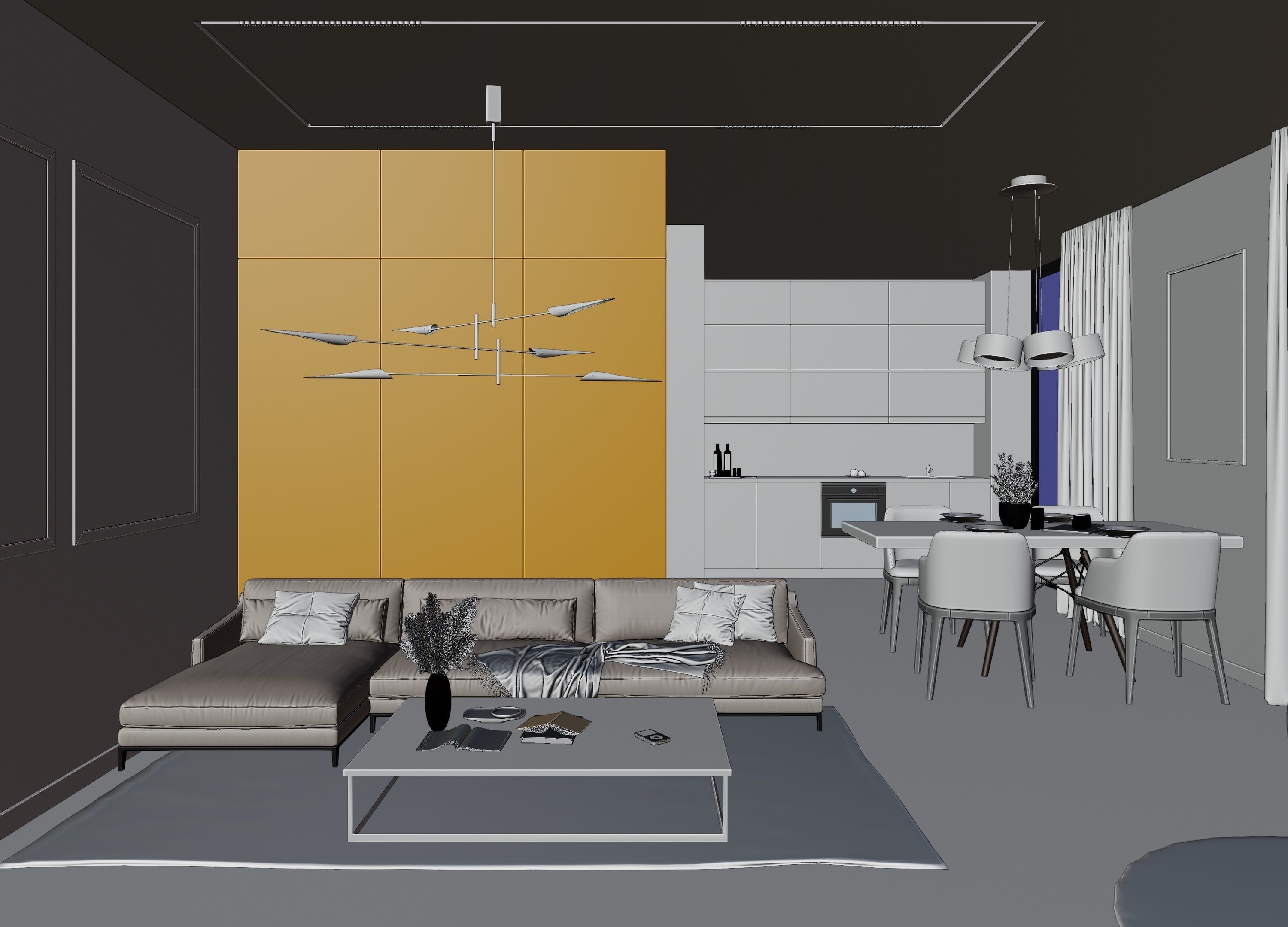 Modern Living Room In Native Blend File By VIZFROMBLENDER Low-poly 3D model_8