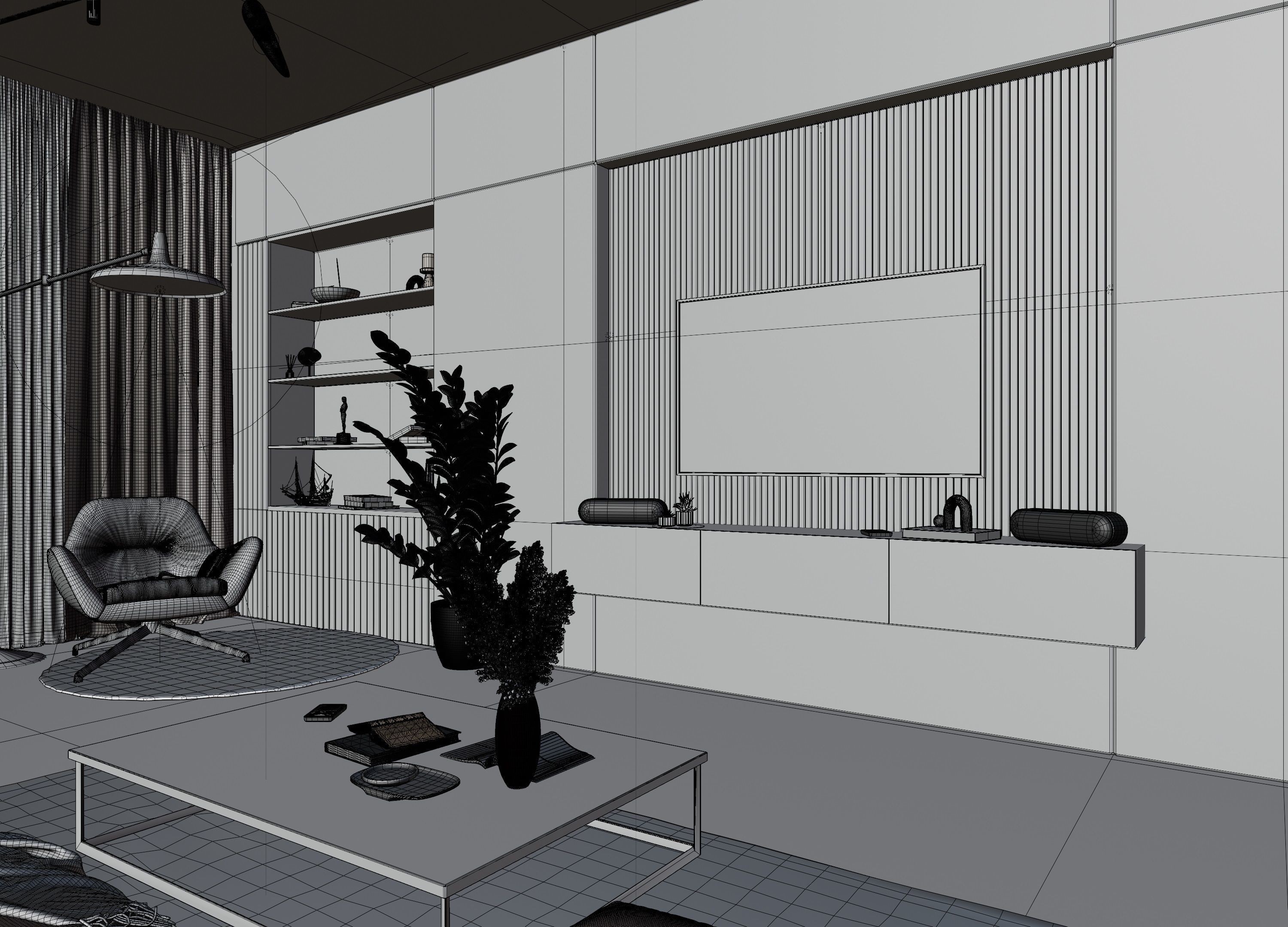 Modern Living Room In Native Blend File By VIZFROMBLENDER Low-poly 3D model_17