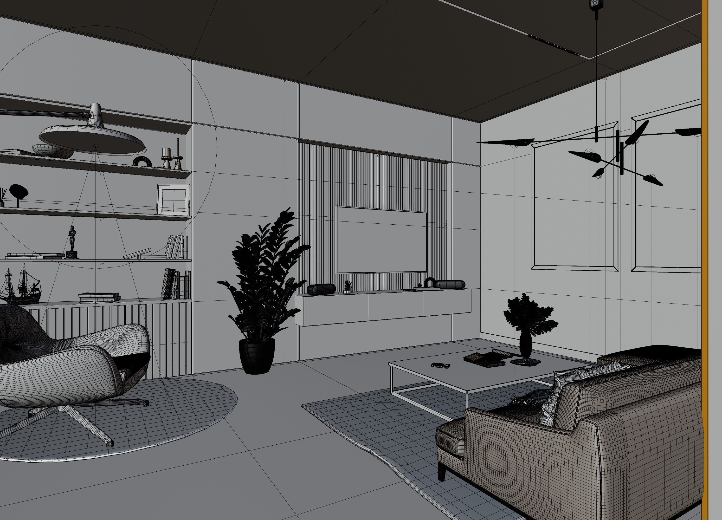 Modern Living Room In Native Blend File By VIZFROMBLENDER Low-poly 3D model_9