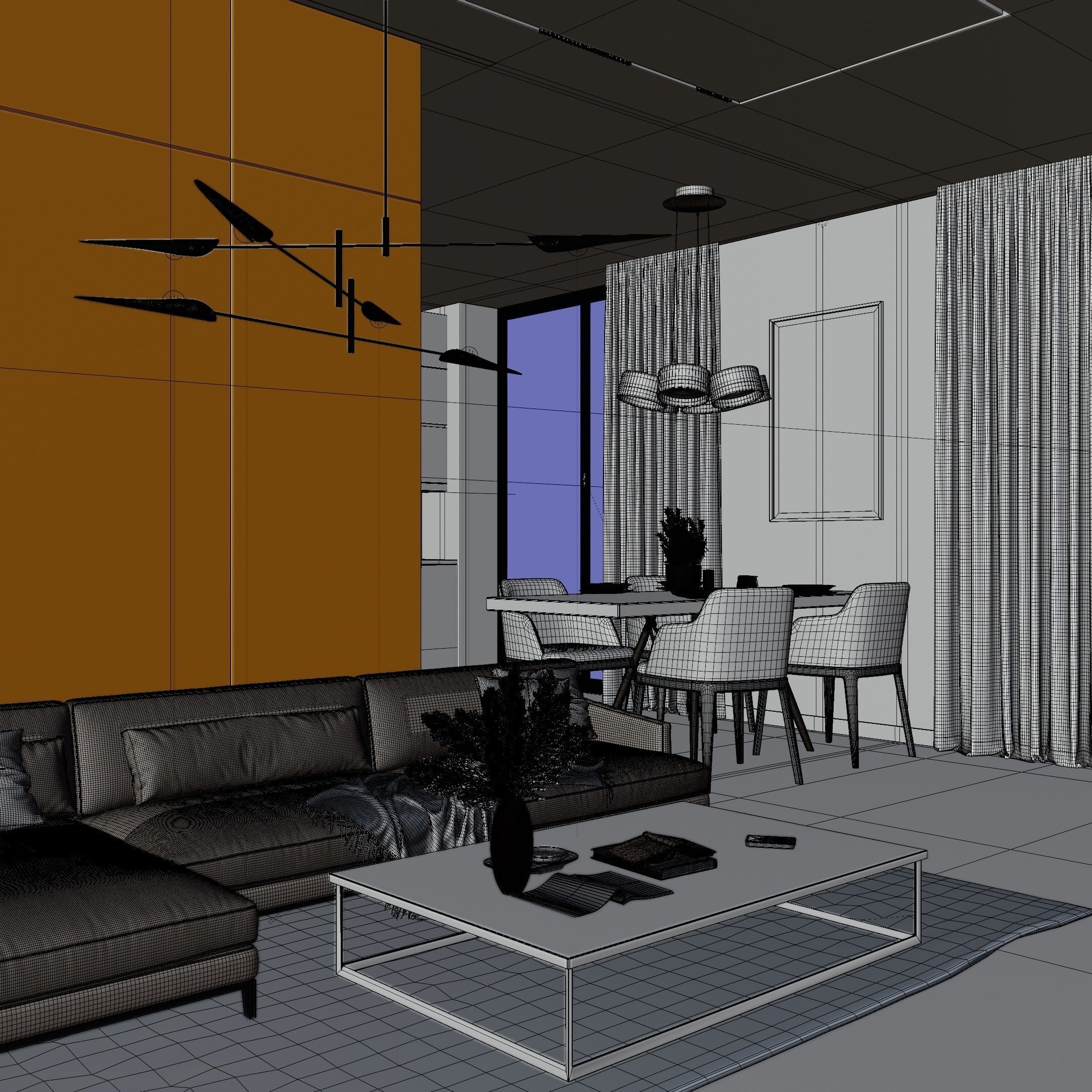 Modern Living Room In Native Blend File By VIZFROMBLENDER Low-poly 3D model_15