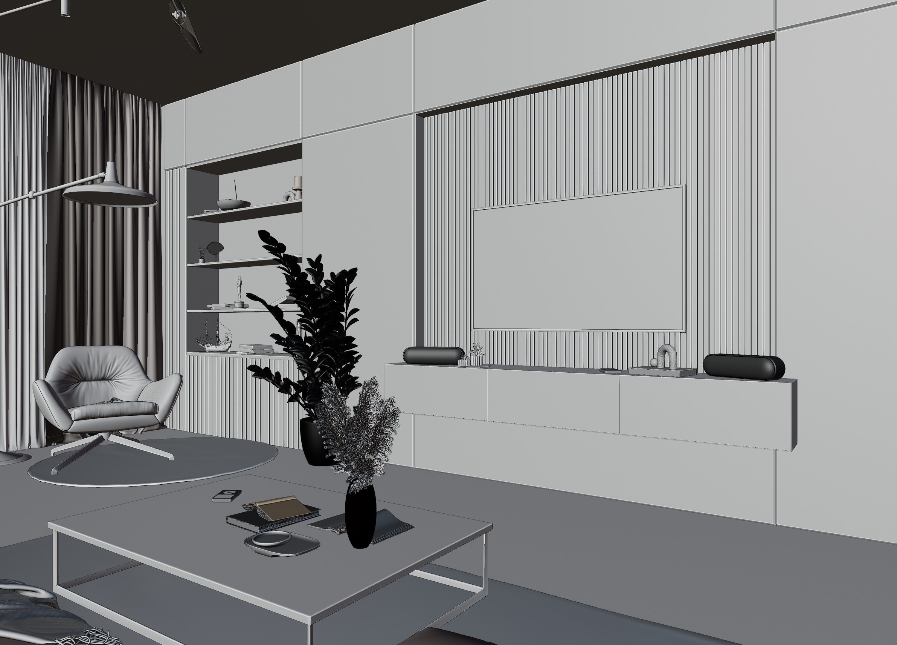 Modern Living Room In Native Blend File By VIZFROMBLENDER Low-poly 3D model_18