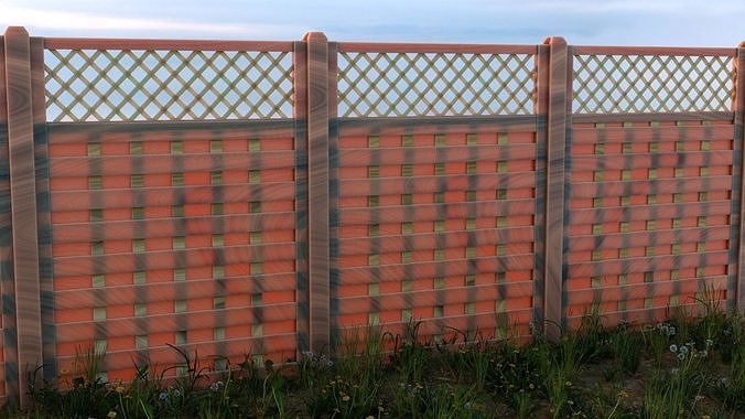 Wooden Garden Fence Free low-poly 3D model