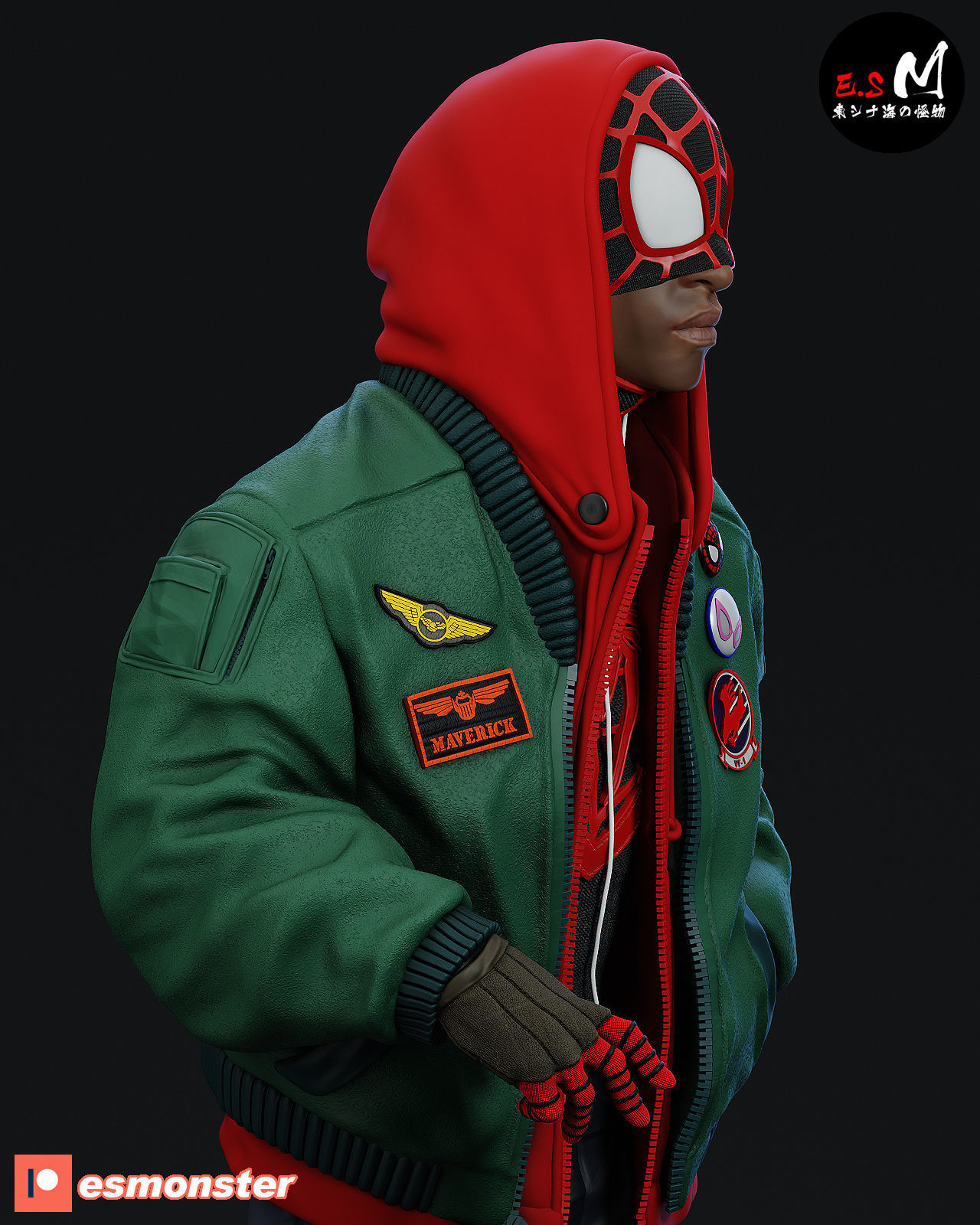 Spiderman Miles Morales CHARACTER BY ESM 3D print model_4
