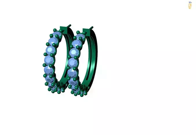 Earring rings design With Diamonds and Gemstone 3D print model
