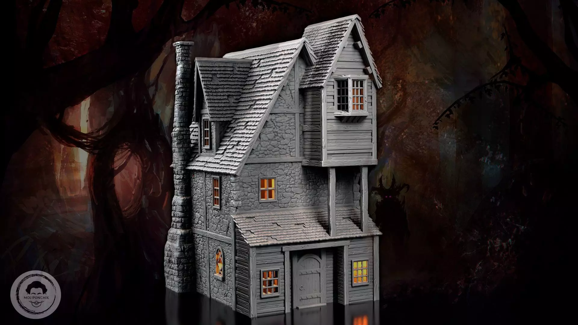 Two-storey house 3D print model_0