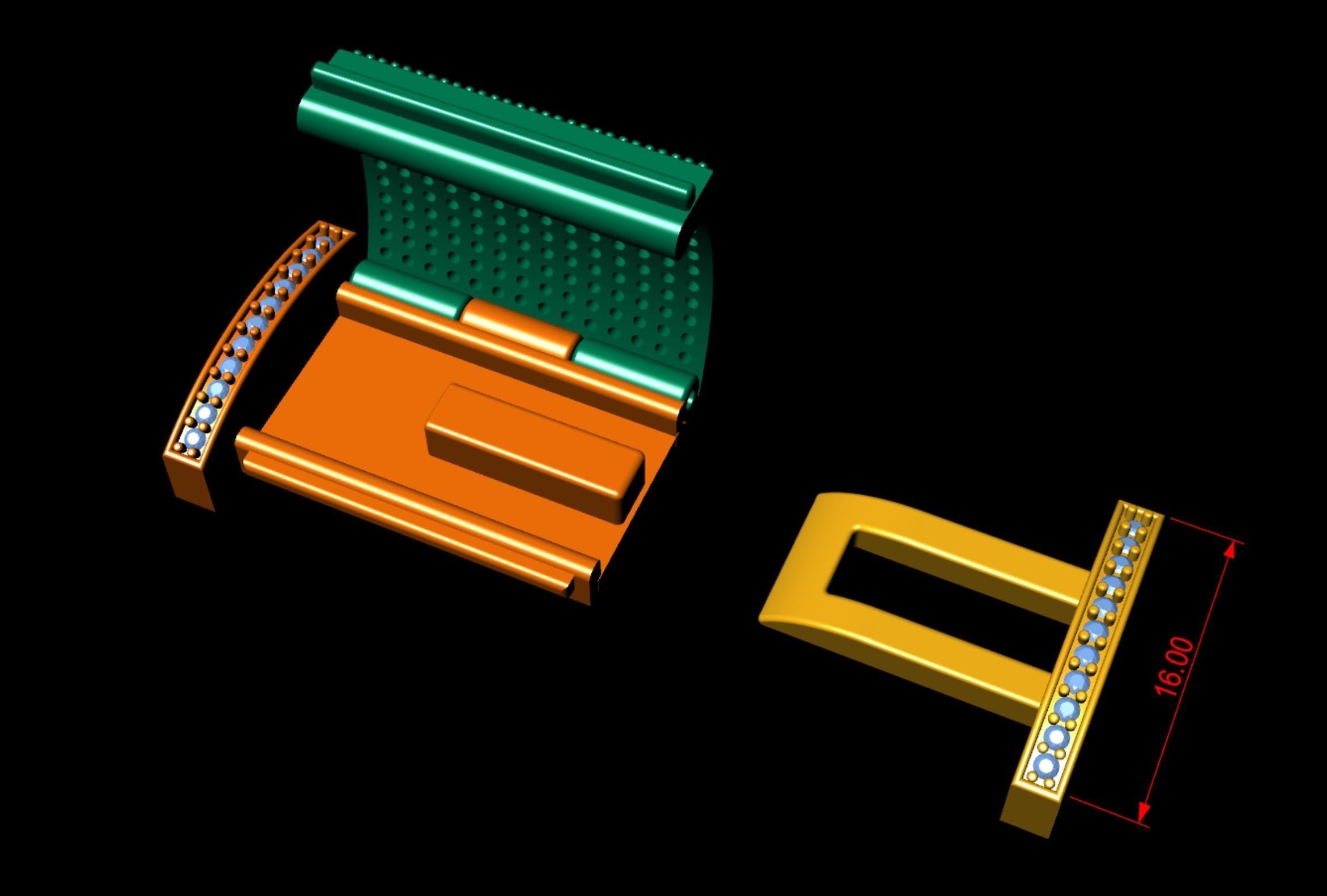 16 MM Diamond Bracelet Lock Box Type 2 3D print model_4