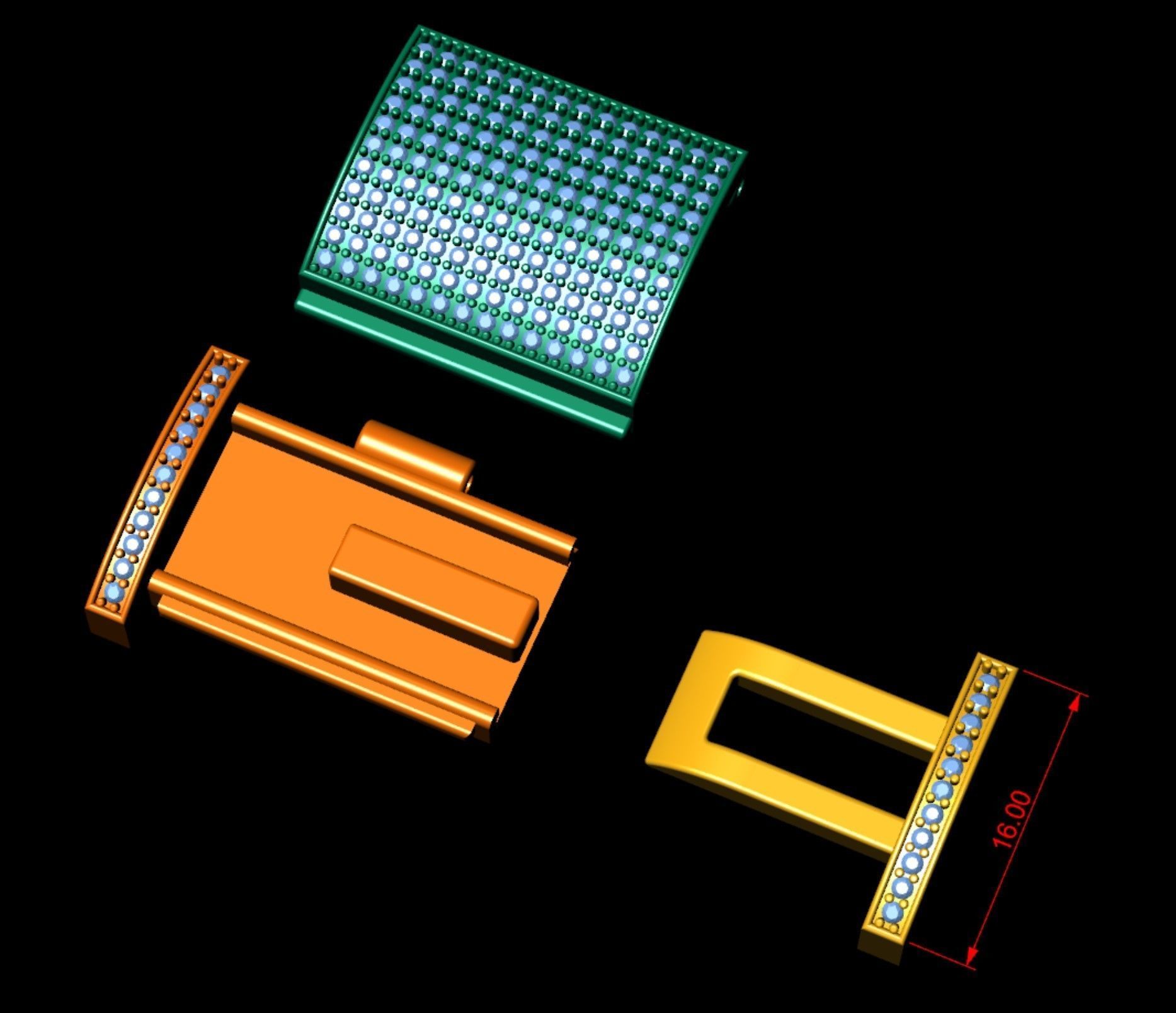 16 MM Diamond Bracelet Lock Box Type 2 3D print model_5