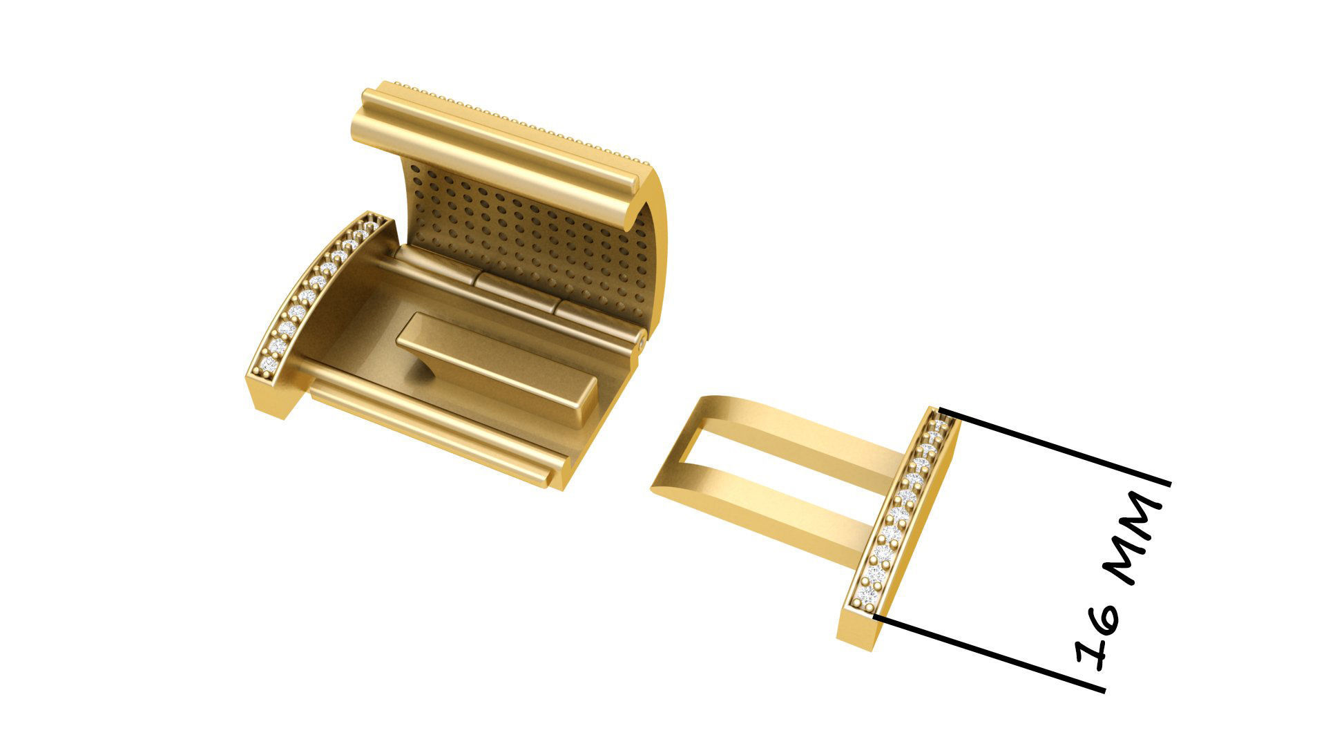 16 MM Diamond Bracelet Lock Box Type 2 3D print model_3