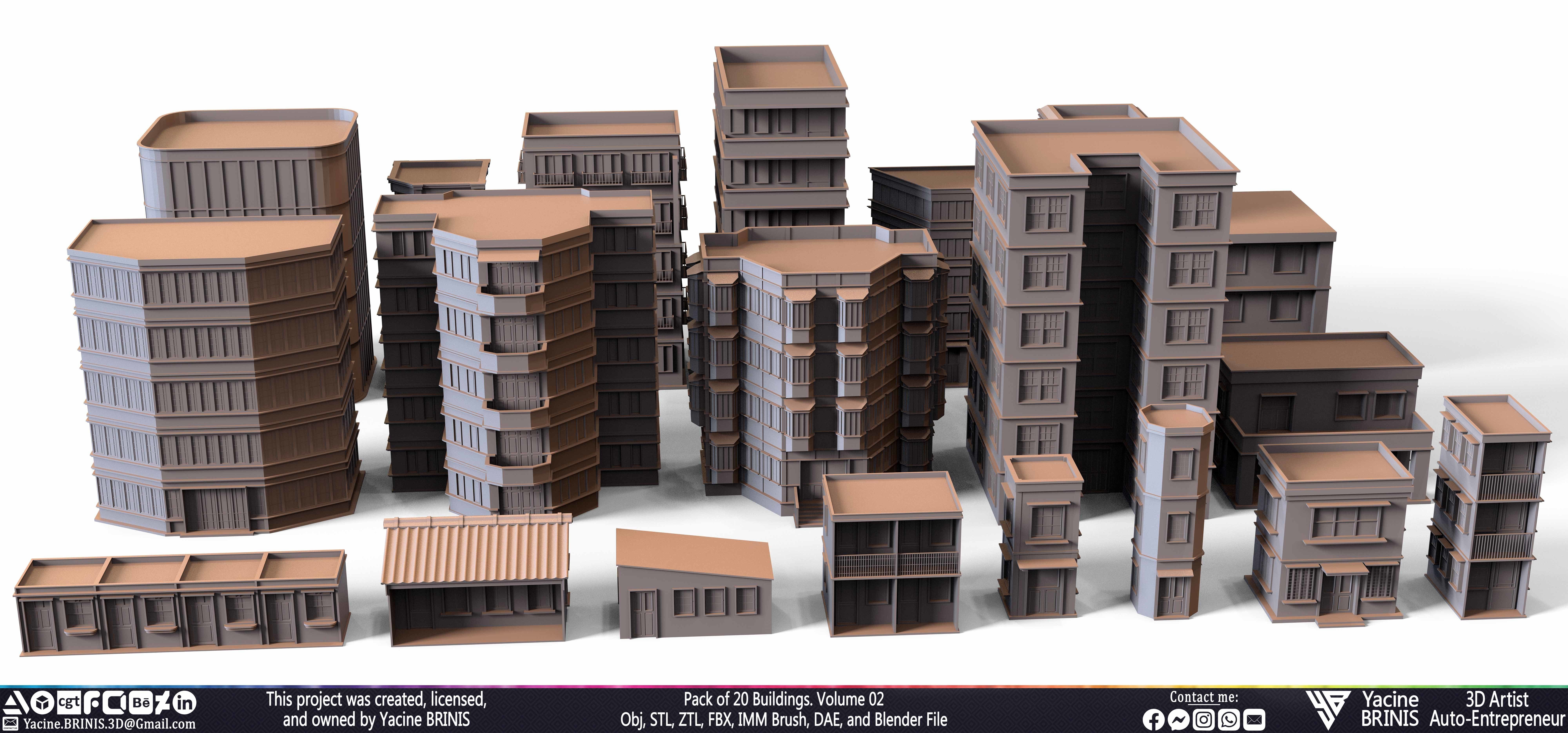 Pack of 20 Buildings Volume 02 Low-poly 3D model_24