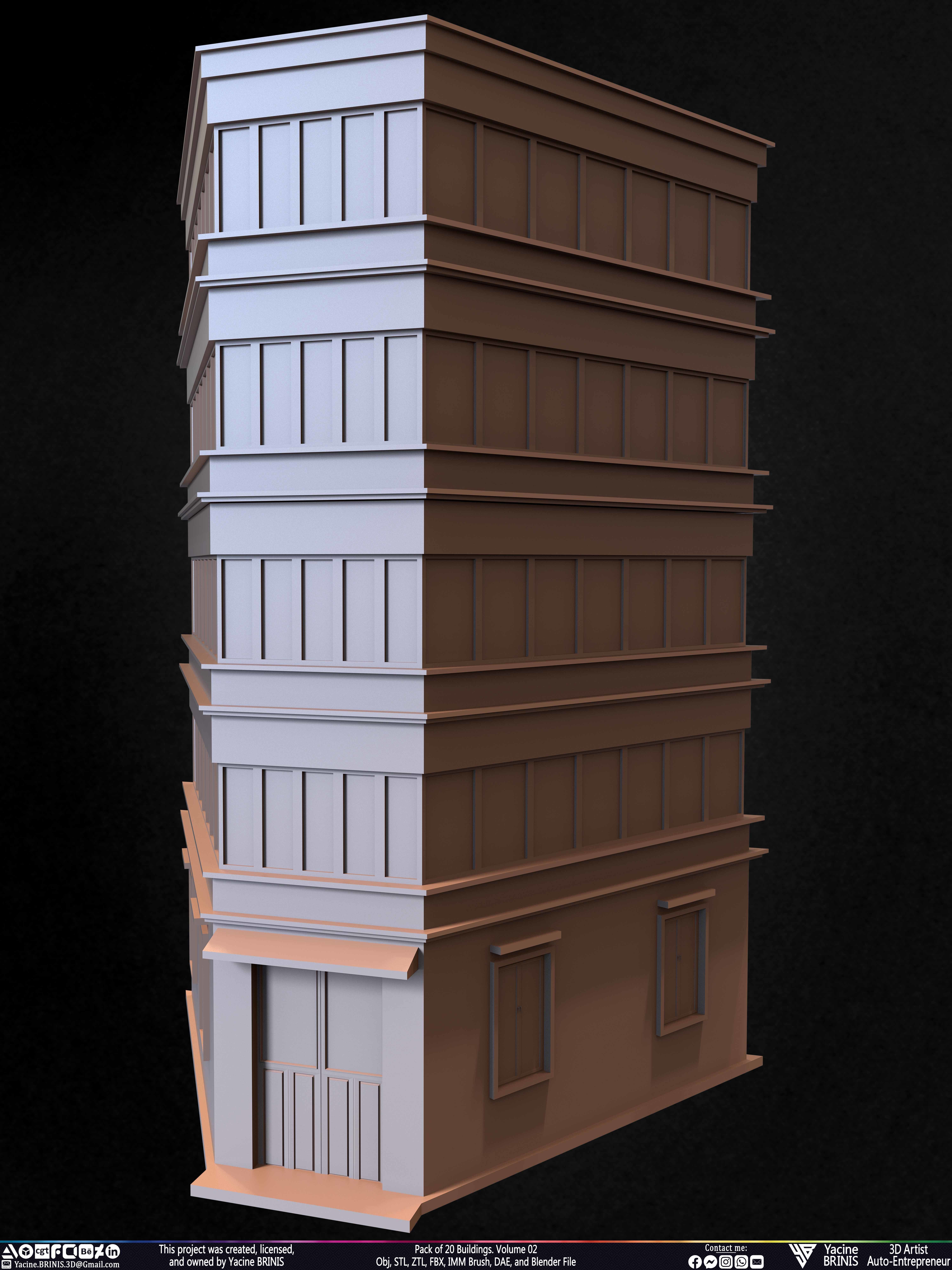 Pack of 20 Buildings Volume 02 Low-poly 3D model_15