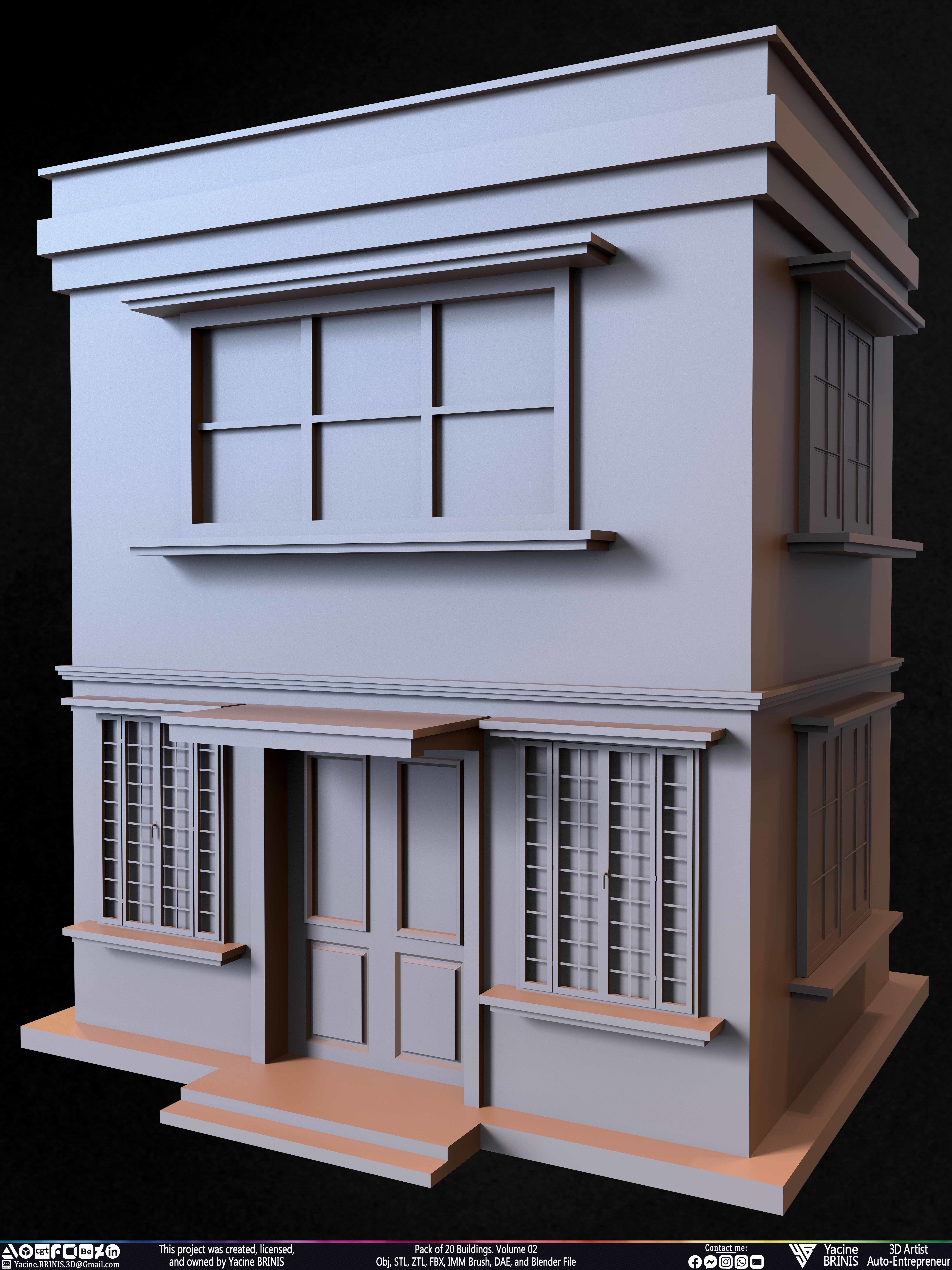 Pack of 20 Buildings Volume 02 Low-poly 3D model_7
