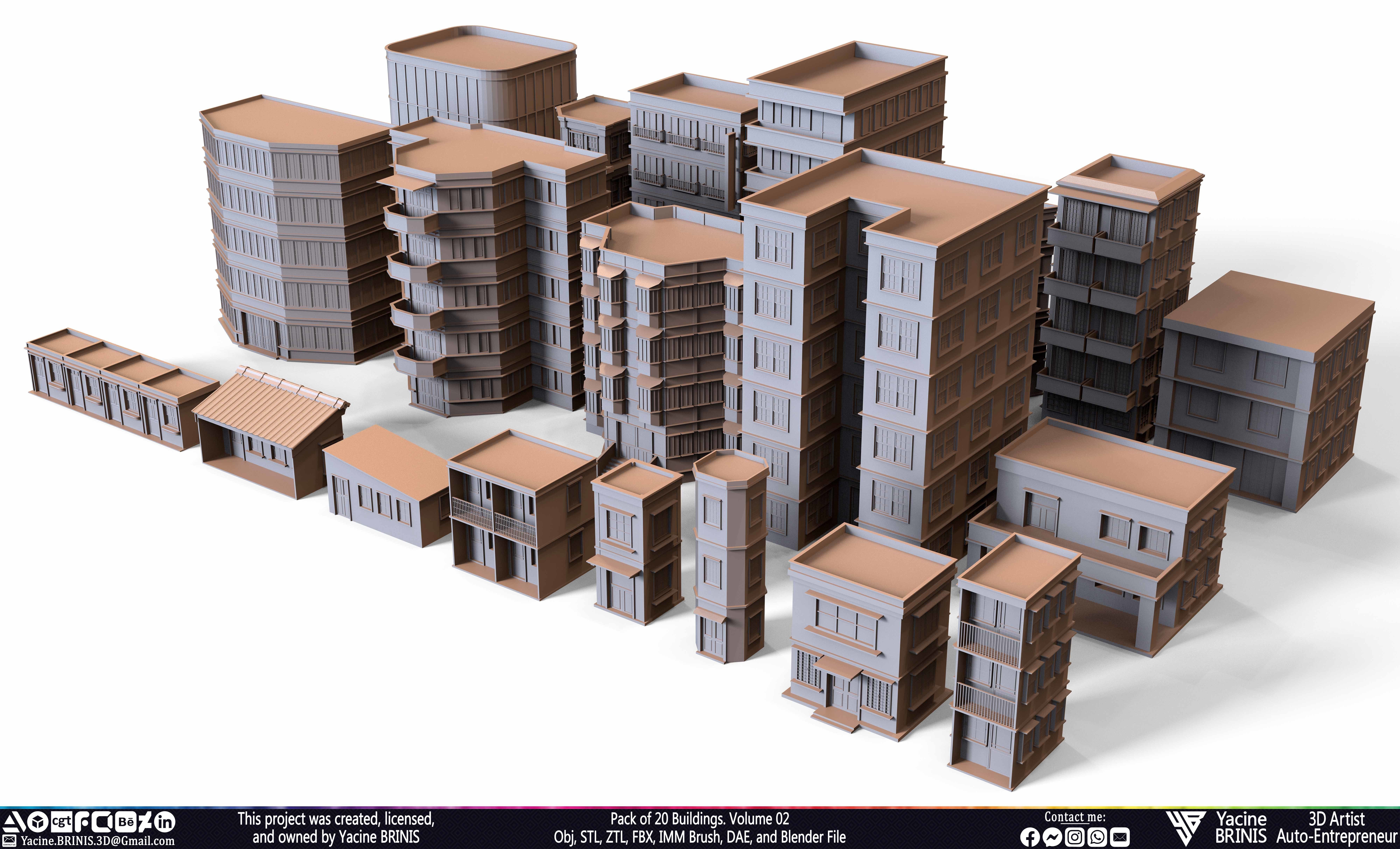 Pack of 20 Buildings Volume 02 Low-poly 3D model_31