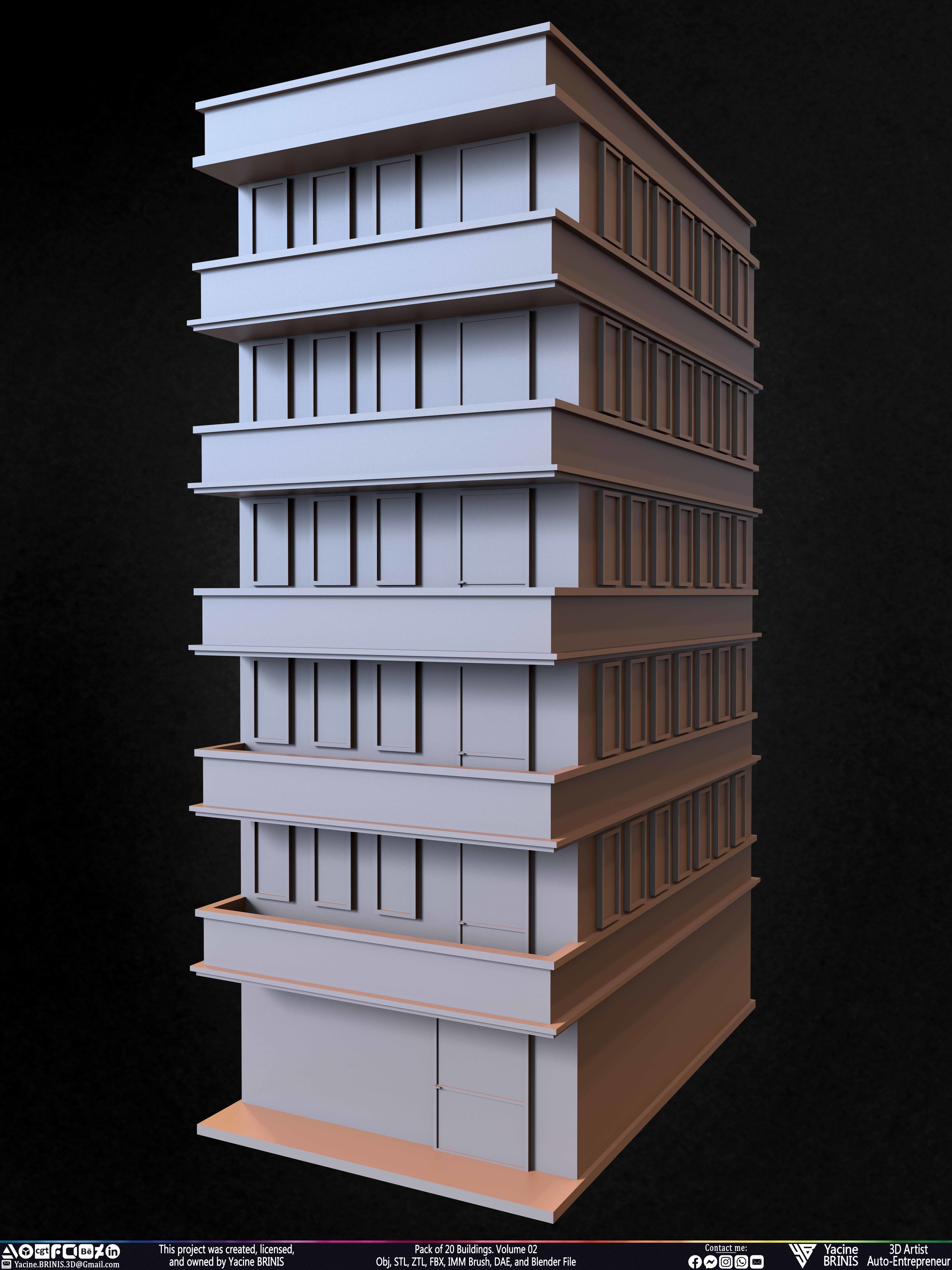 Pack of 20 Buildings Volume 02 Low-poly 3D model_4