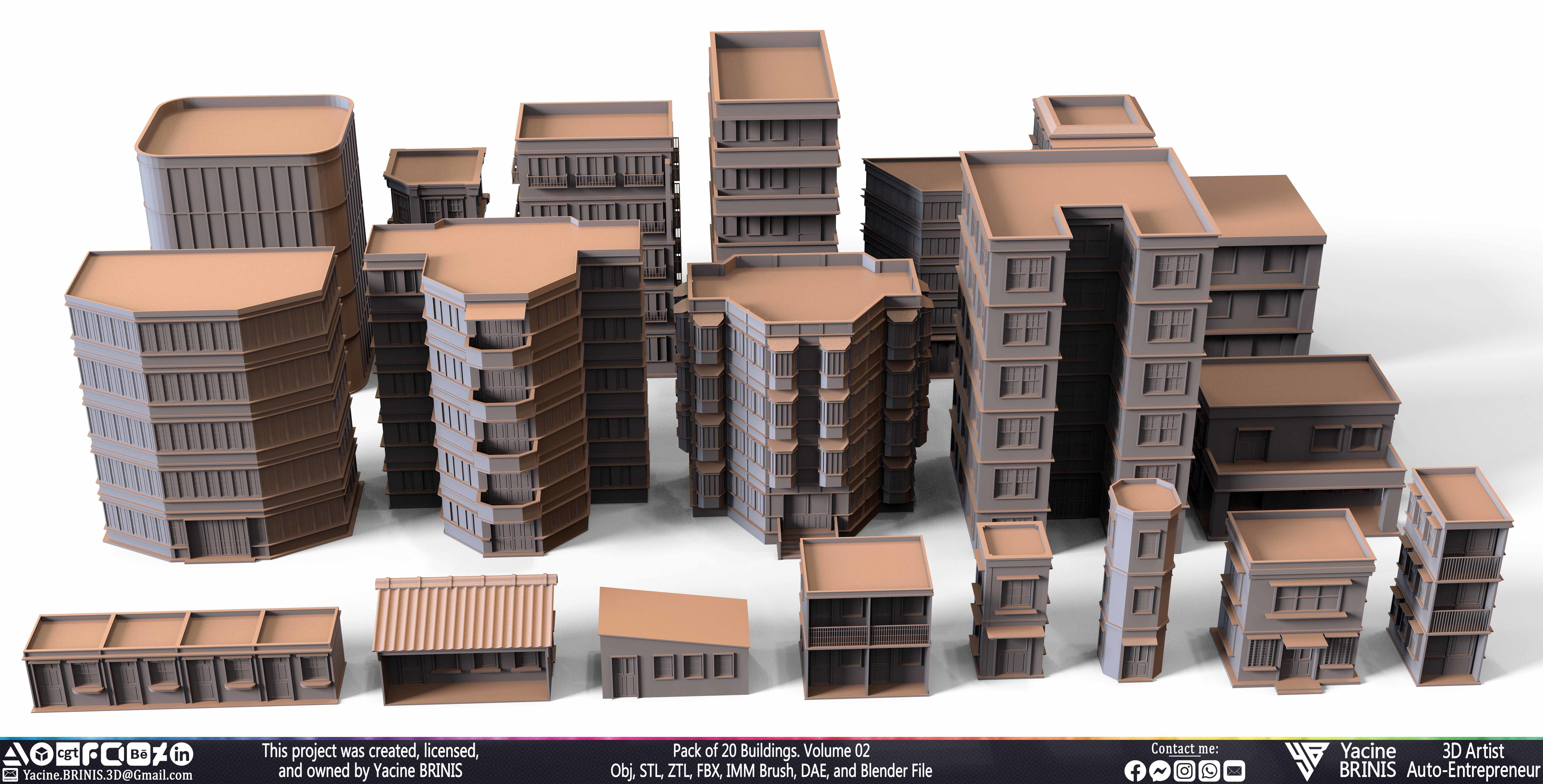 Pack of 20 Buildings Volume 02 Low-poly 3D model_25