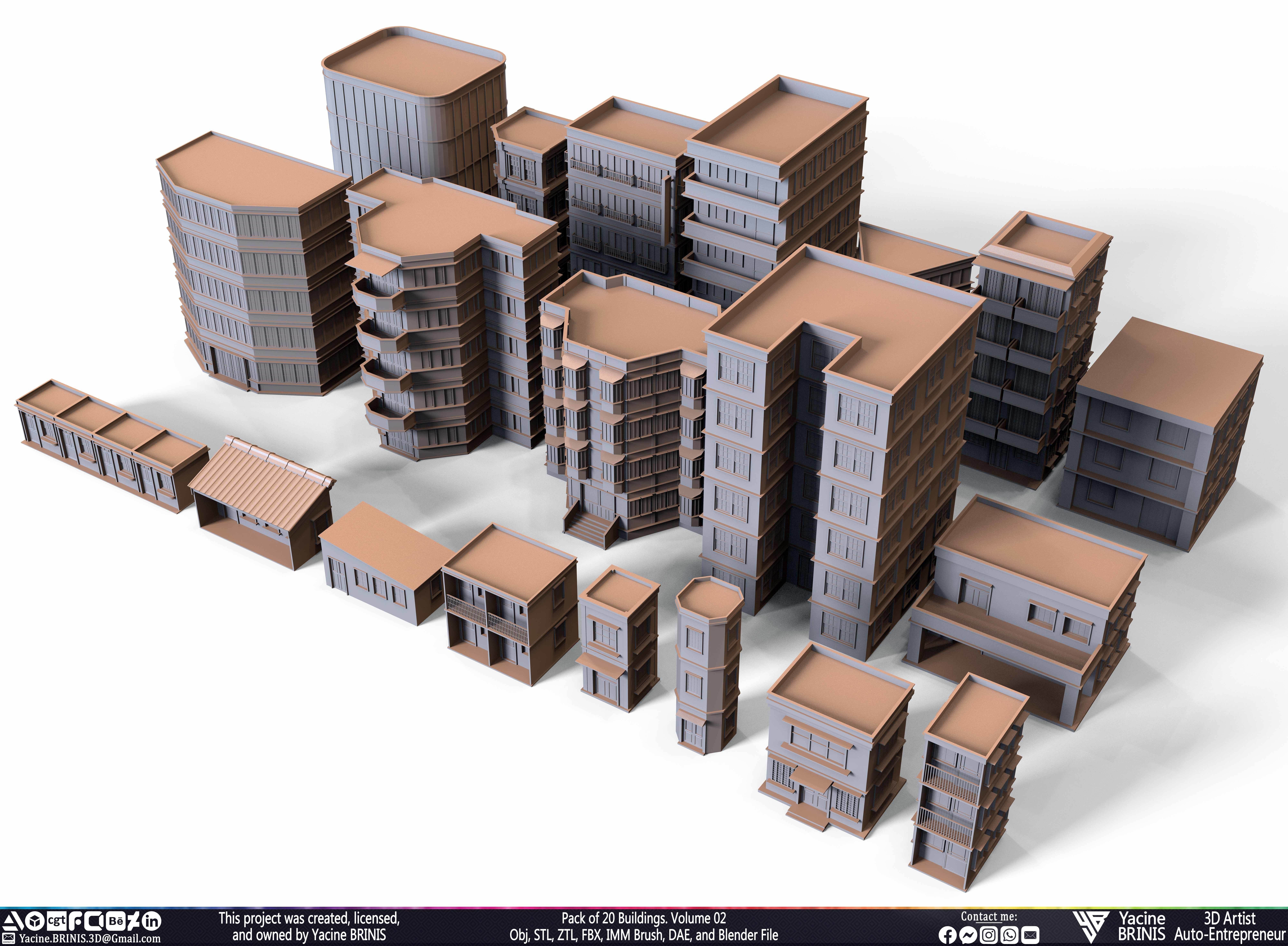 Pack of 20 Buildings Volume 02 Low-poly 3D model_32