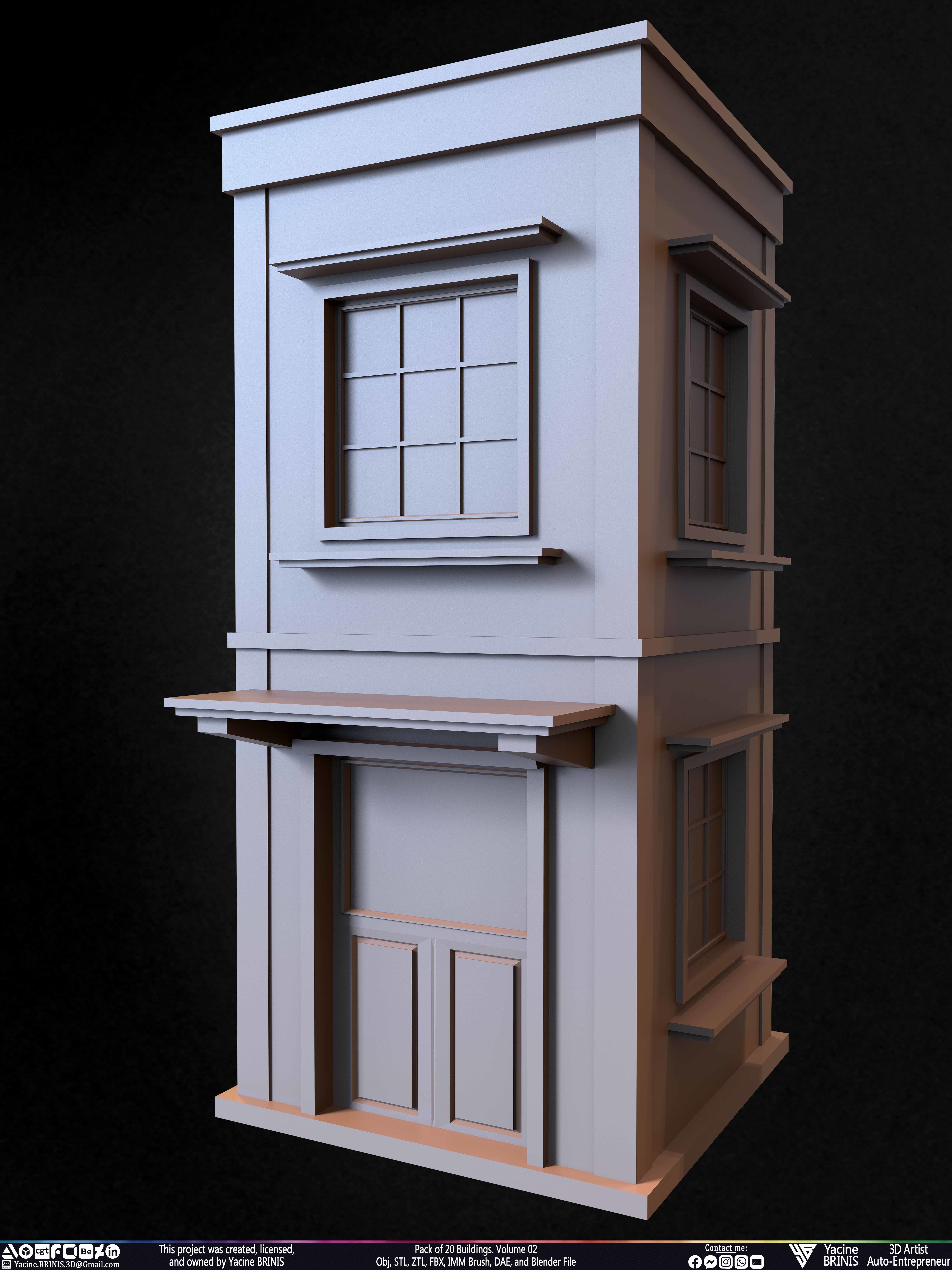 Pack of 20 Buildings Volume 02 Low-poly 3D model_5